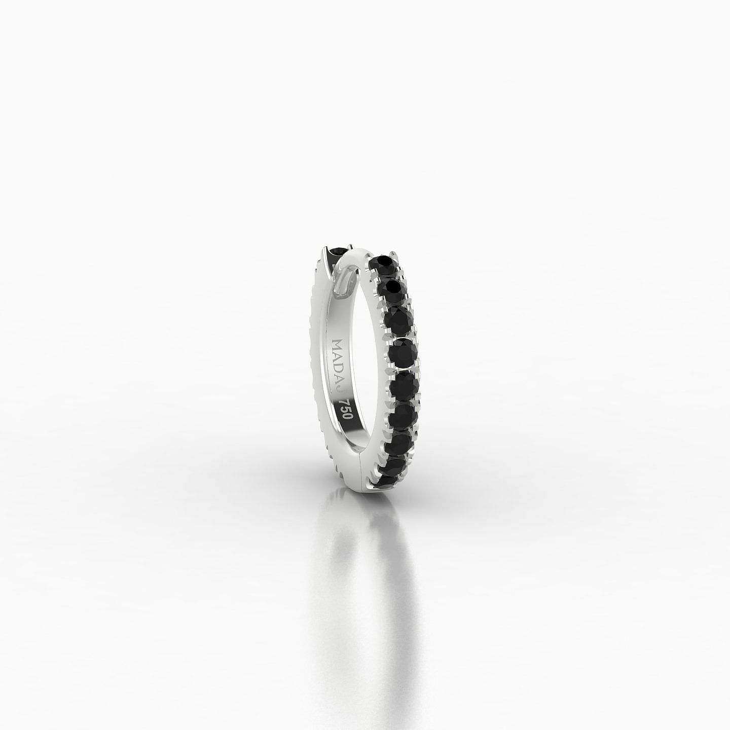 Terra | 18k White Gold 6.5 mm Black Diamond Hoop Piercing