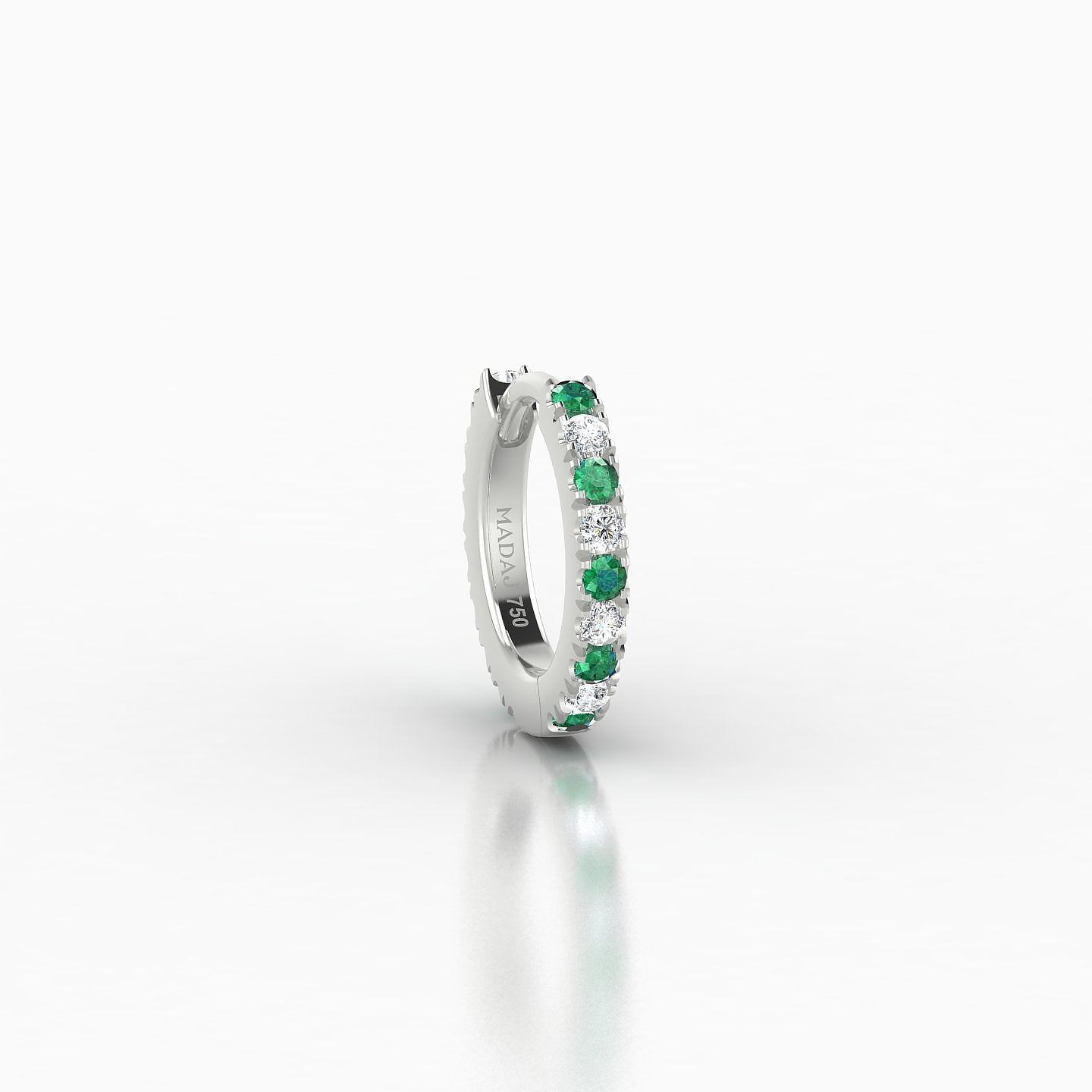 Terra | 18k White Gold 6.5 mm Emerald & Diamond Hoop Piercing