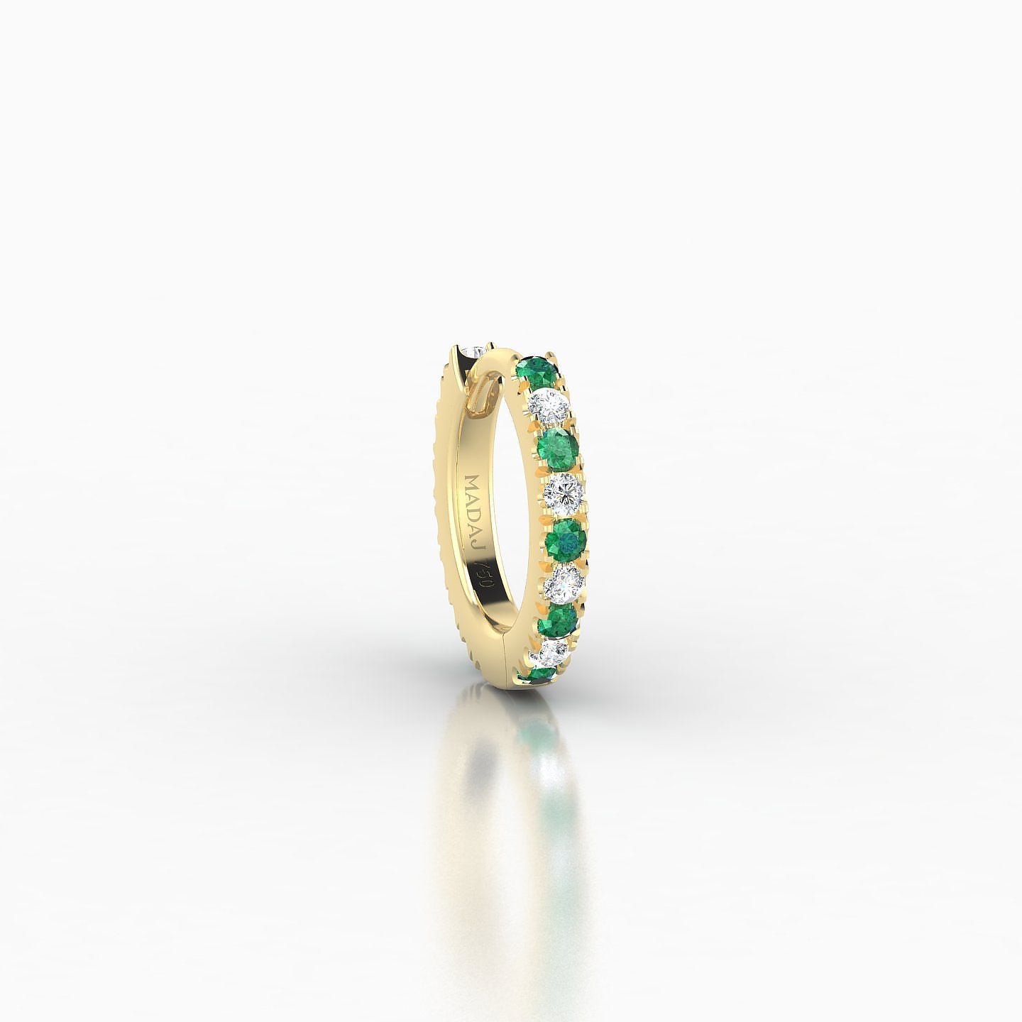 Terra | 18k Yellow Gold 6.5 mm Emerald & Diamond Hoop Piercing