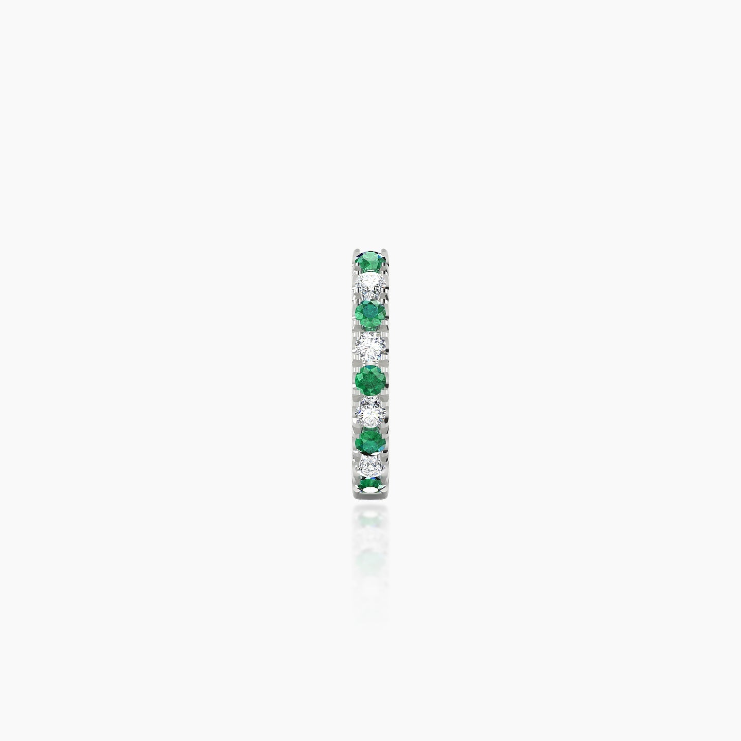 Terra | 18k White Gold 6.5 mm Emerald & Diamond Hoop Piercing