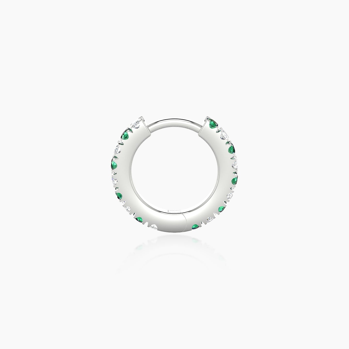 Terra | 18k White Gold 6.5 mm Emerald & Diamond Hoop Piercing