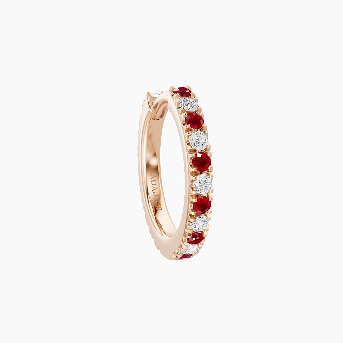 Terra | 18k Rose Gold 8 mm Ruby & Diamond Hoop Piercing