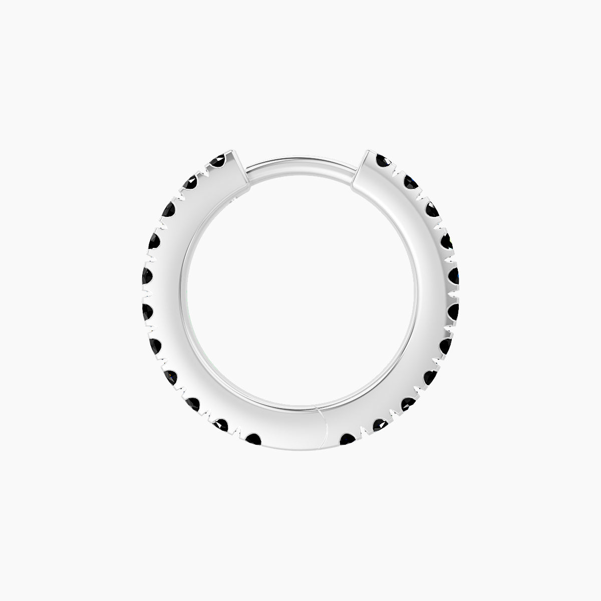 Terra | 18k White Gold 8 mm Black Diamond Hoop Piercing