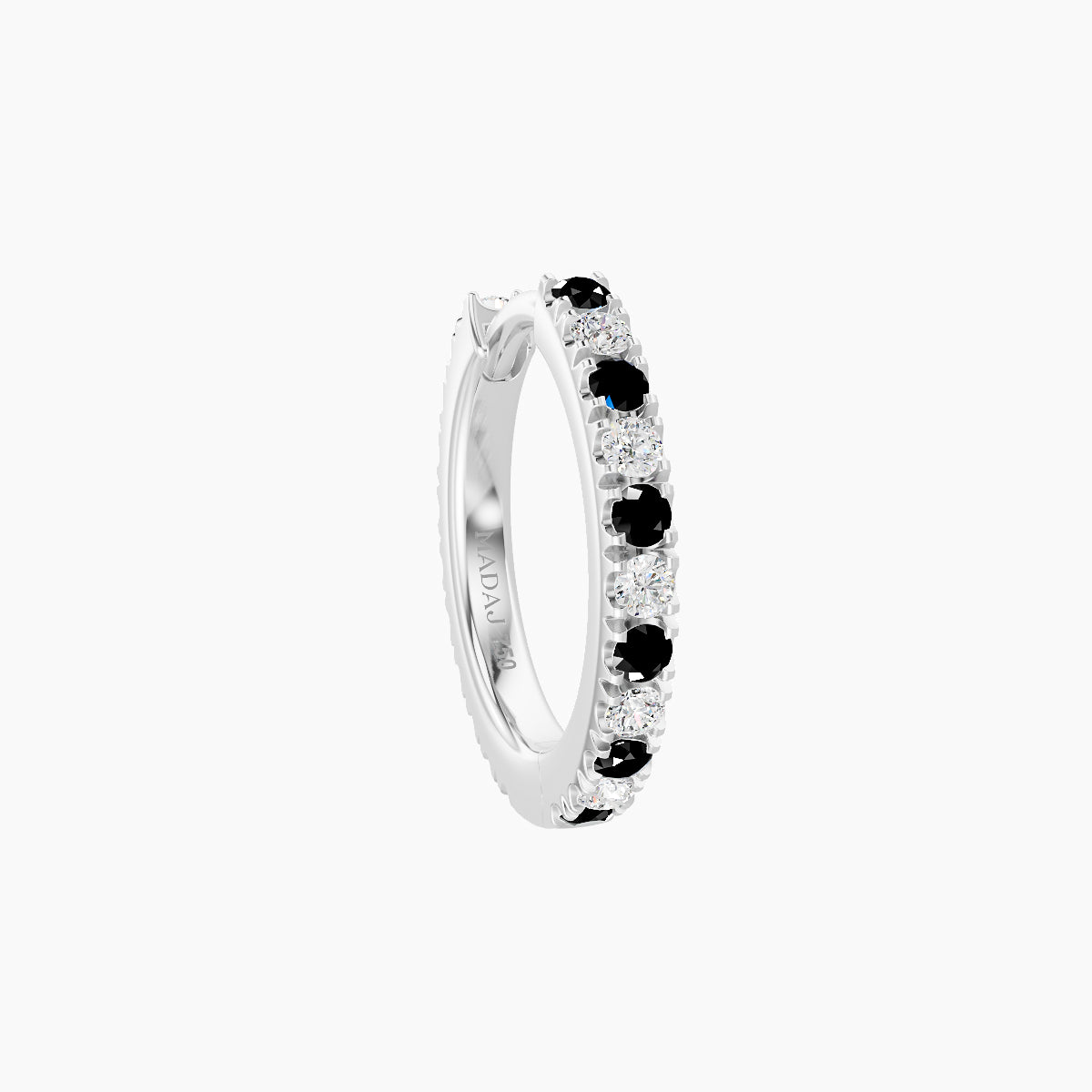 Terra | 18k White Gold 8 mm Black Diamond & Diamond Hoop Piercing