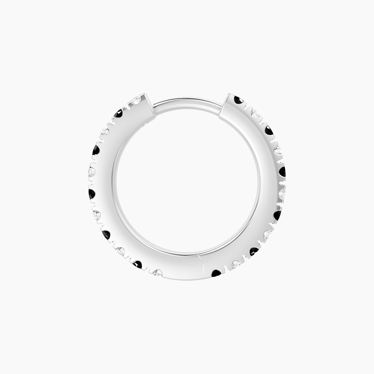Terra | 18k White Gold 8 mm Black Diamond & Diamond Hoop Piercing