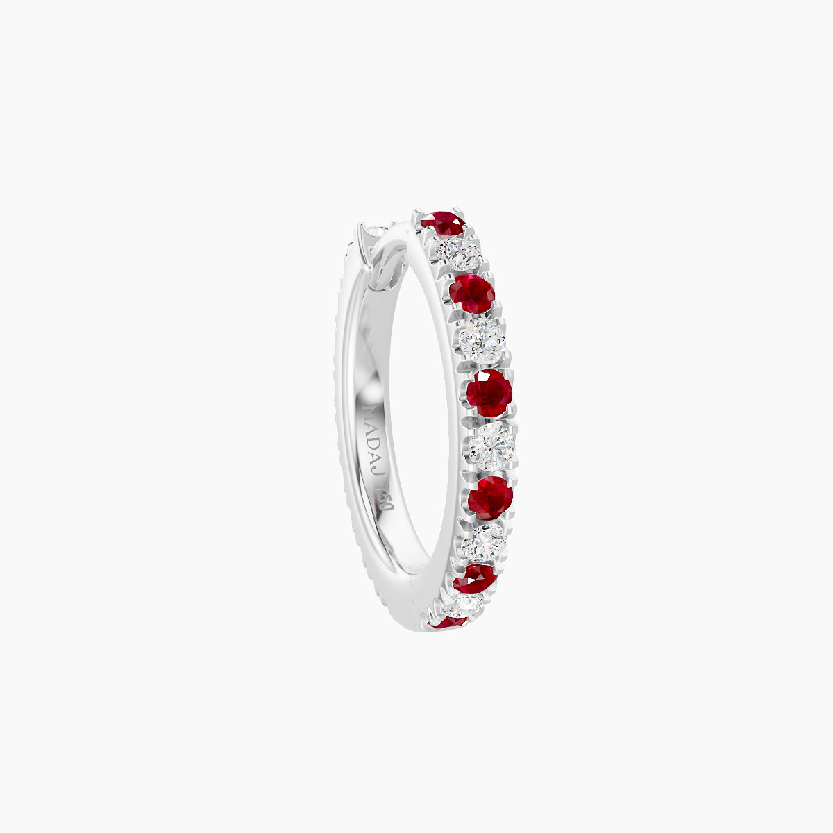 Terra | 18k White Gold 8 mm Ruby & Diamond Hoop Piercing