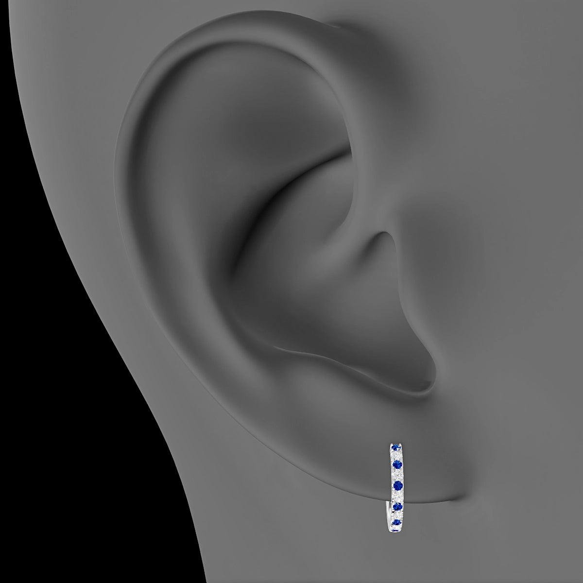 Terra | 18k White Gold 8 mm Sapphire & Diamond Hoop Piercing