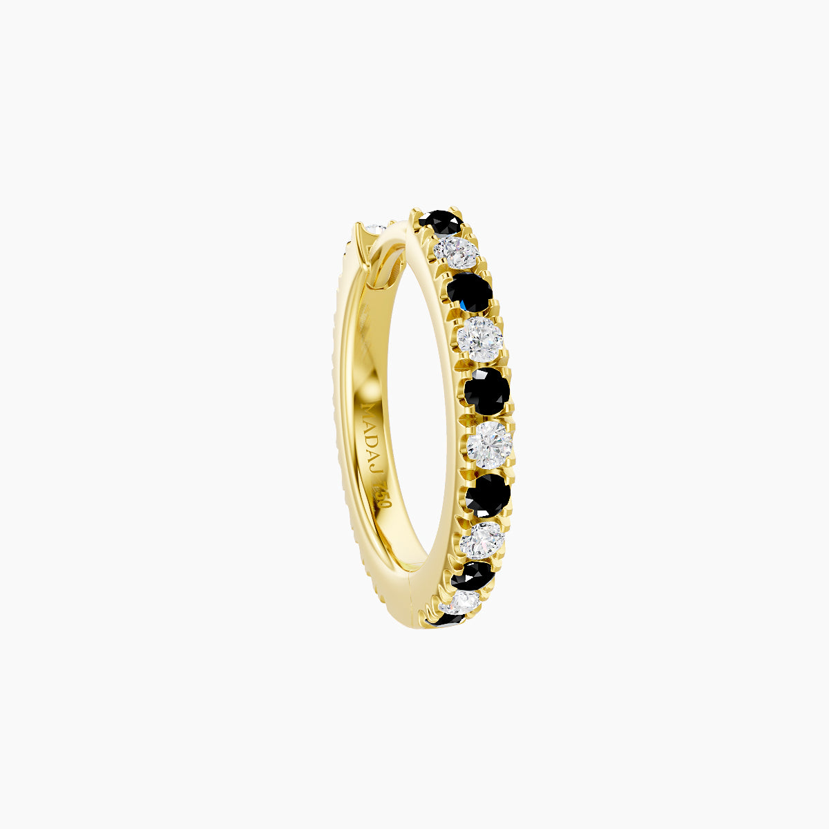 Terra | 18k Yellow Gold 8 mm Black Diamond & Diamond Hoop Piercing
