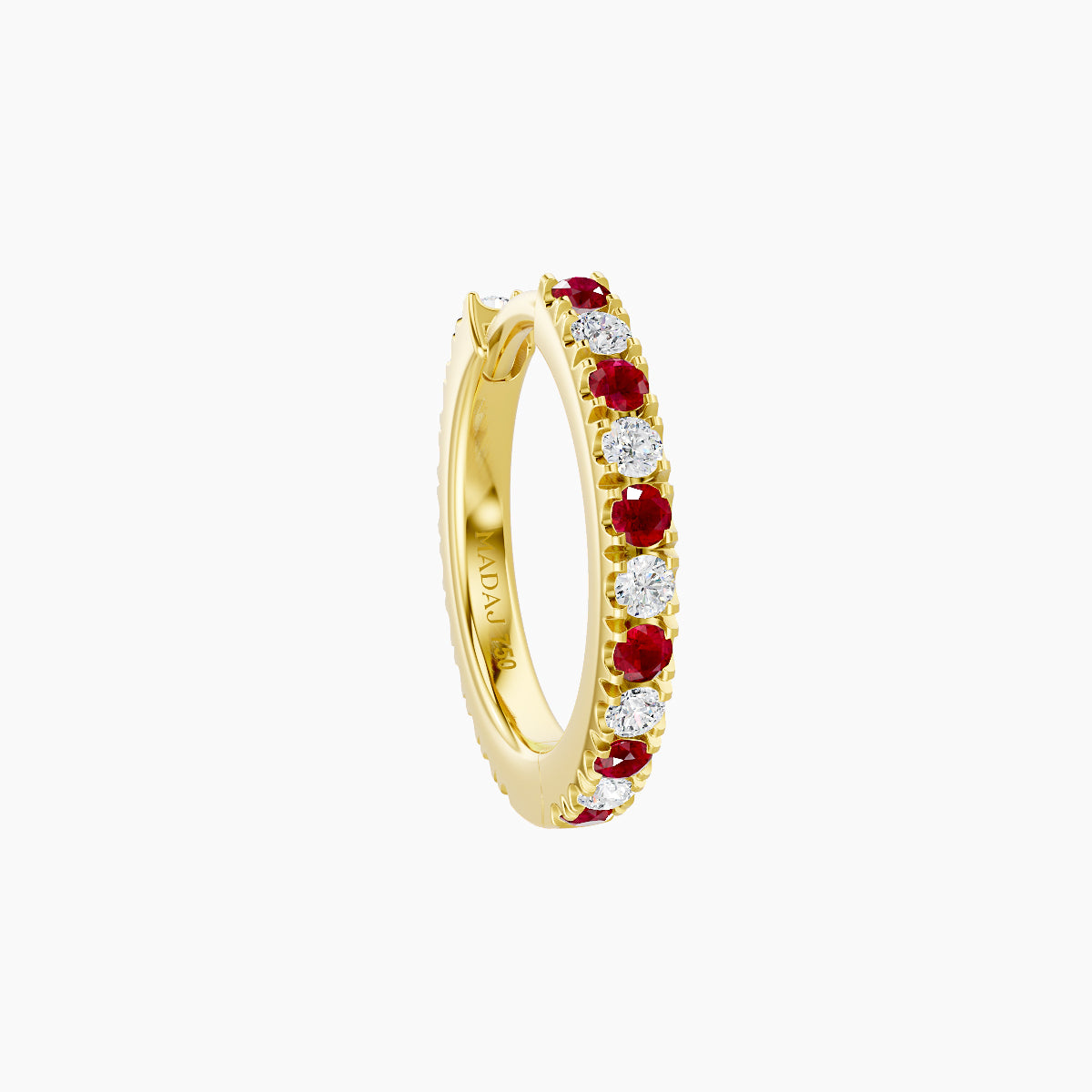 Terra | 18k Yellow Gold 8 mm Ruby & Diamond Hoop Piercing