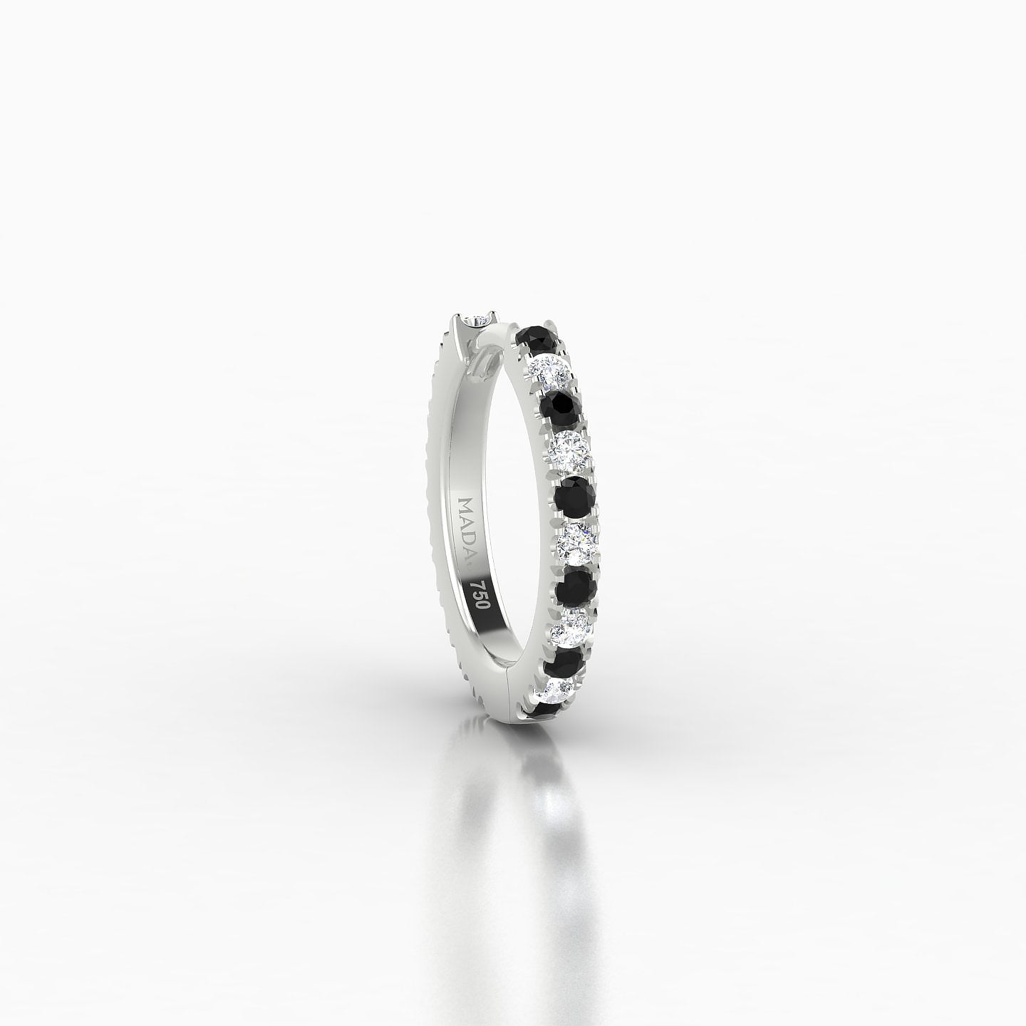 Terra | 18k White Gold 8 mm Black Diamond & Diamond Hoop Piercing