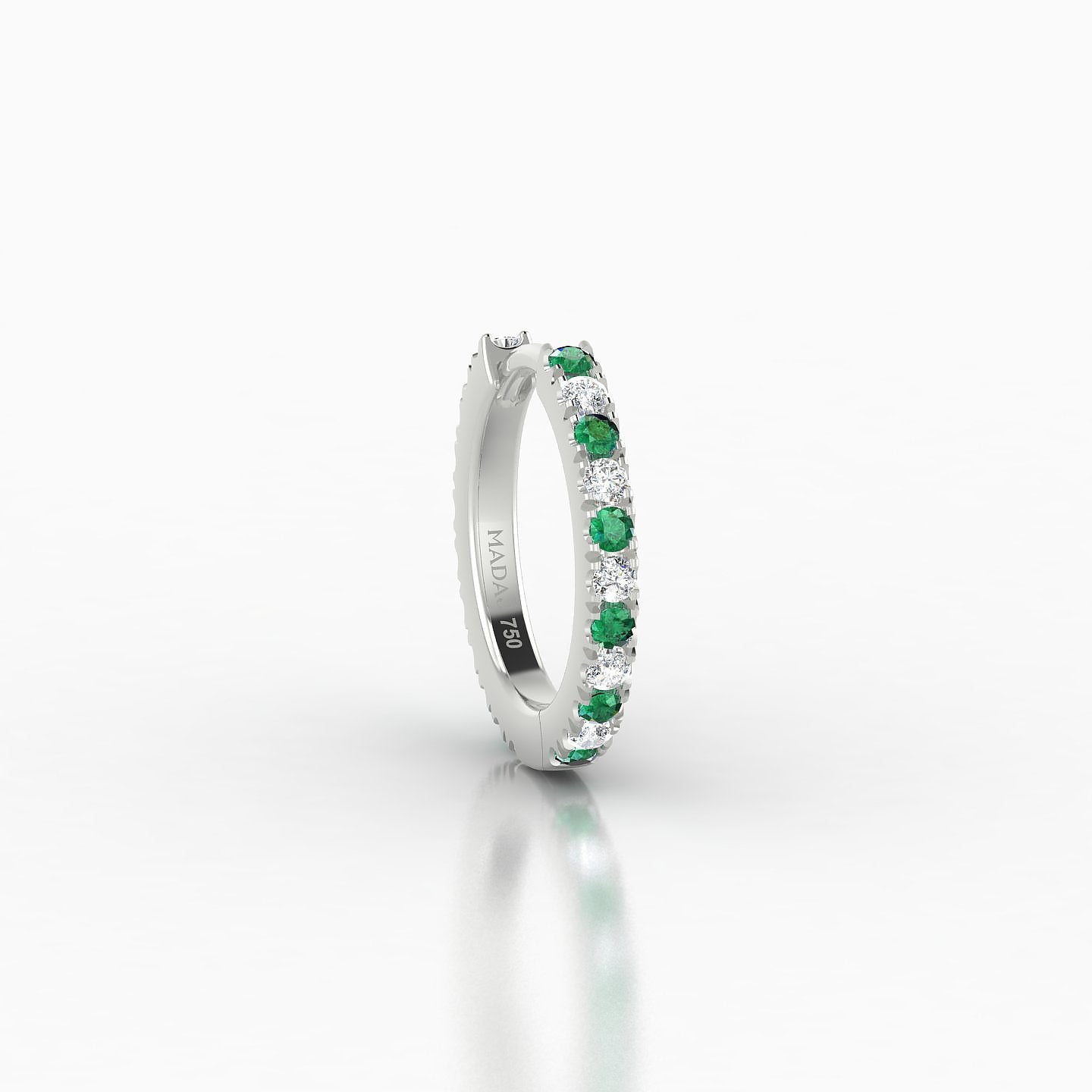 Terra | 18k White Gold 8 mm Emerald & Diamond Hoop Piercing