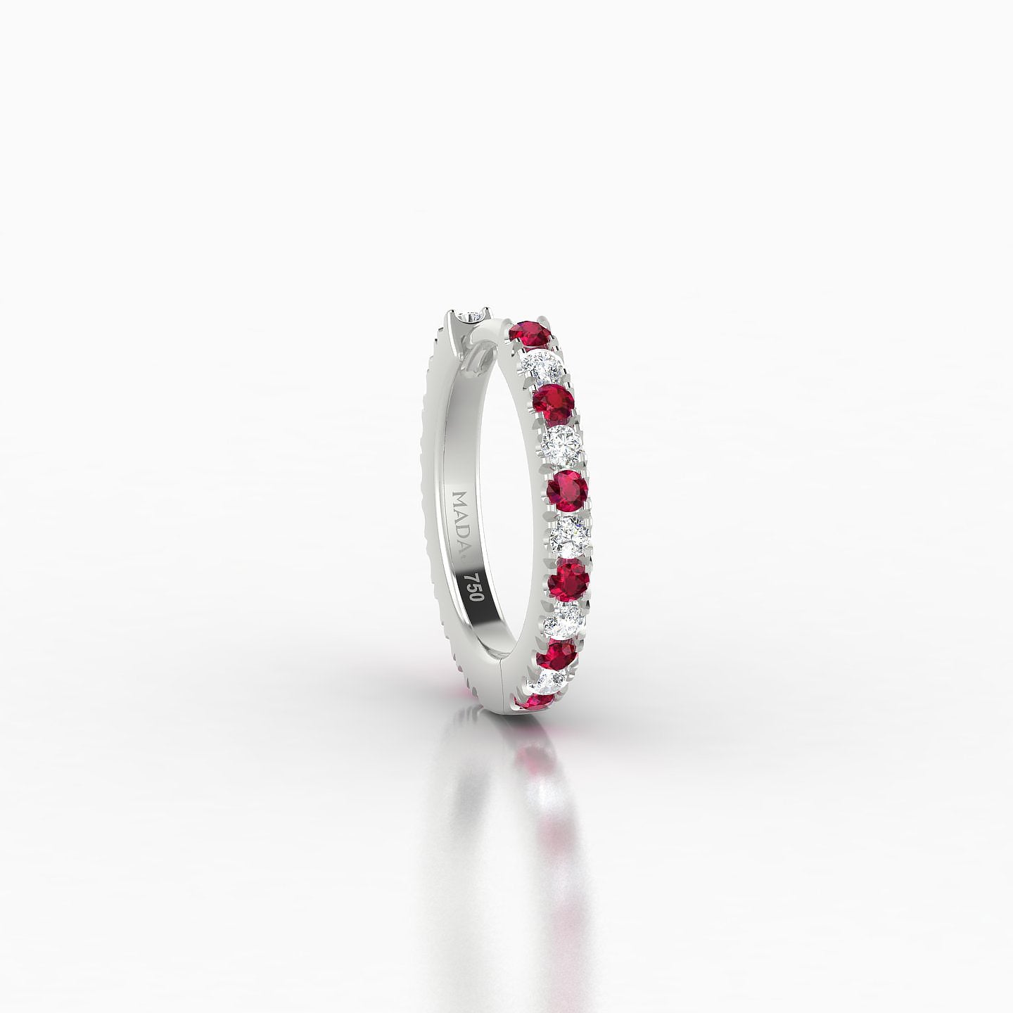 Terra | 18k White Gold 8 mm Ruby & Diamond Hoop Piercing