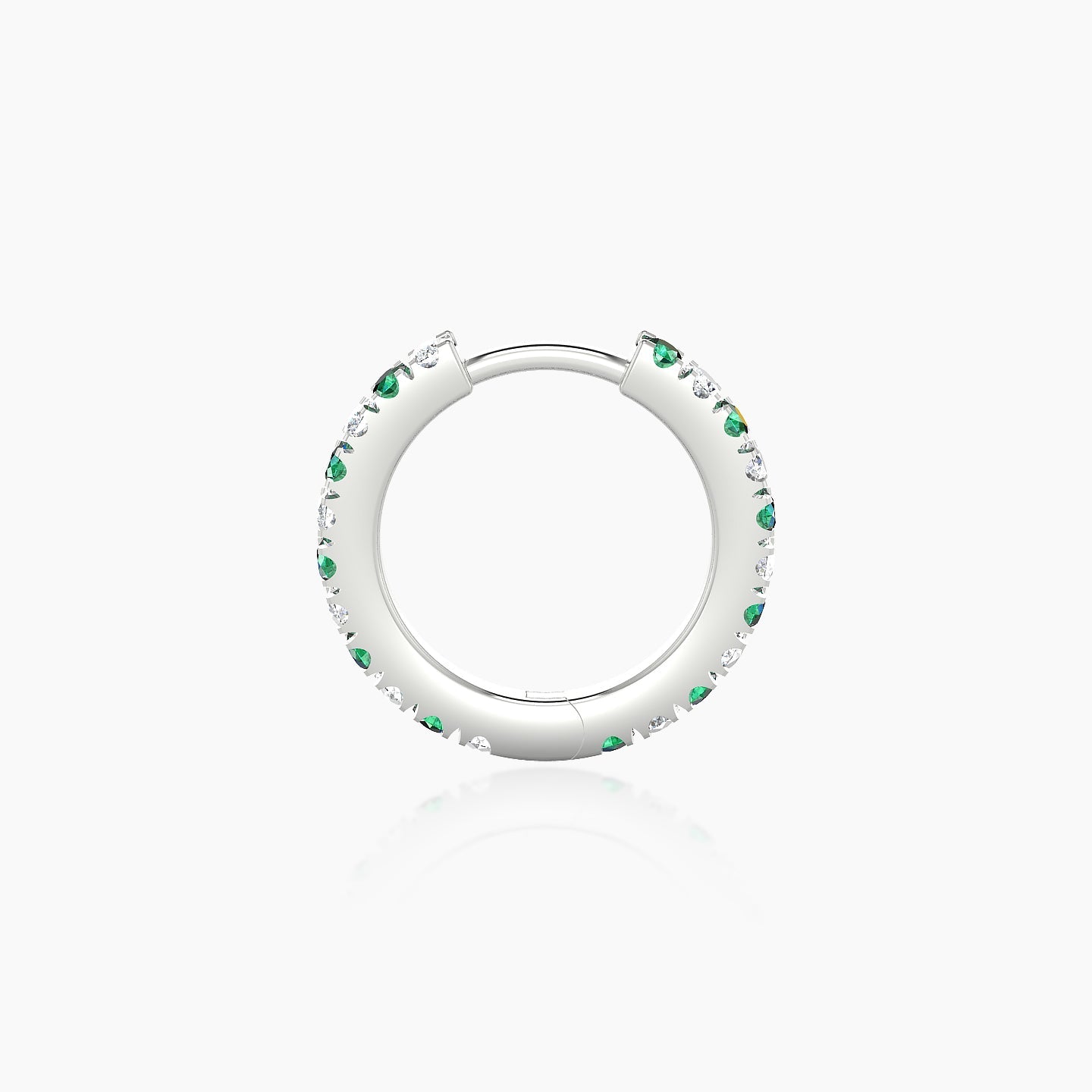 Terra | 18k White Gold 8 mm Emerald & Diamond Hoop Piercing