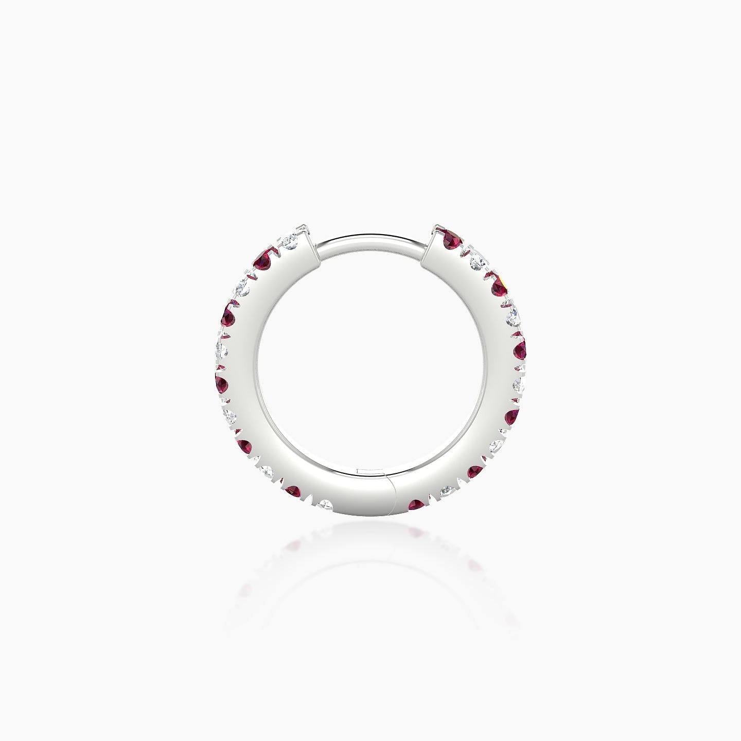 Terra | 18k White Gold 8 mm Ruby & Diamond Hoop Piercing