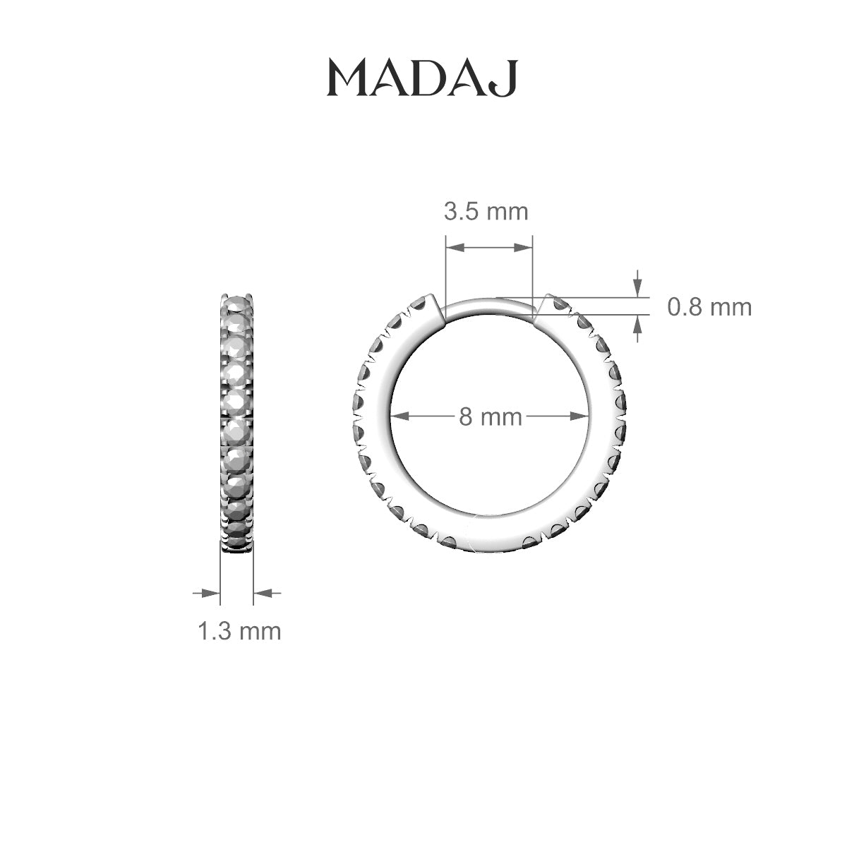 Terra | 18k Yellow Gold 8 mm Black Diamond & Diamond Hoop Piercing