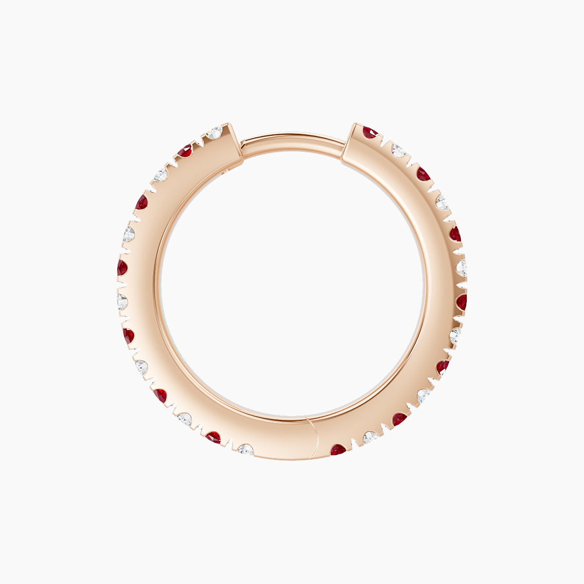 Terra | 18k Rose Gold 9.5 mm Ruby & Diamond Hoop Piercing