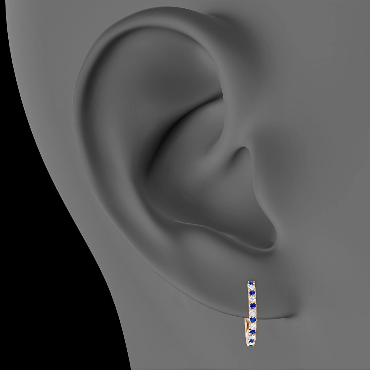 Terra | 18k Rose Gold 9.5 mm Sapphire & Diamond Hoop Piercing