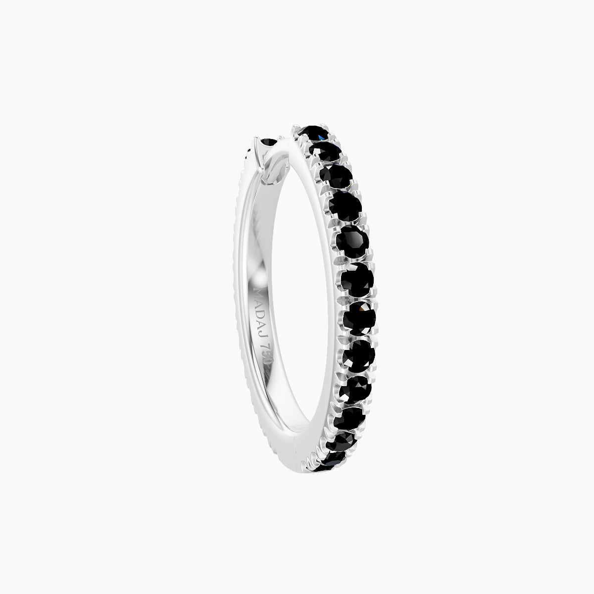 Terra | 18k White Gold 9.5 mm Black Diamond Hoop Piercing