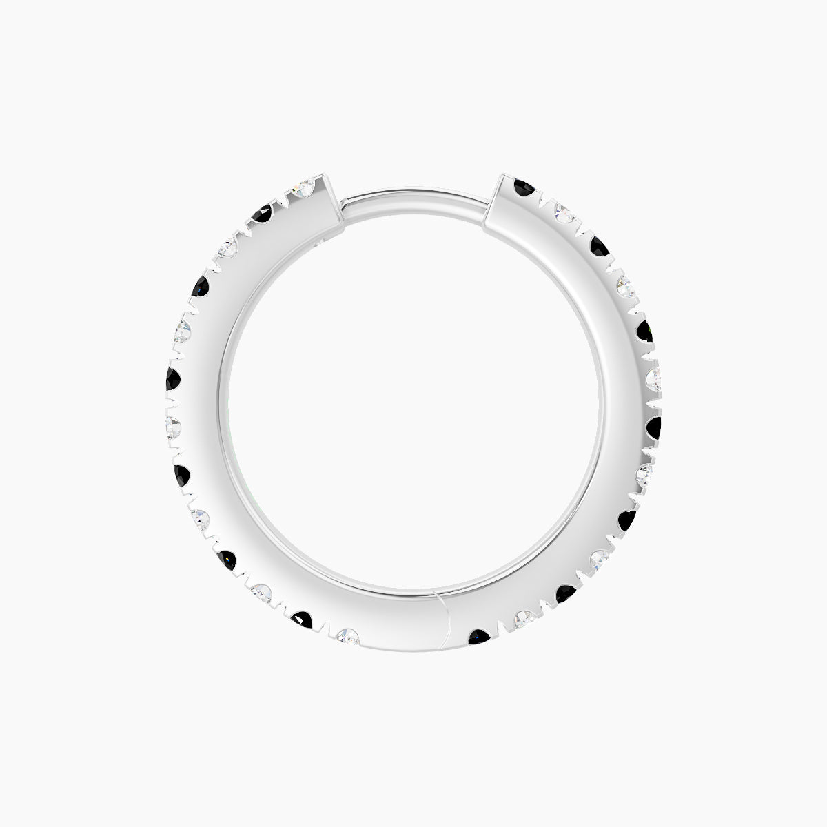 Terra | 18k White Gold 9.5 mm Black Diamond & Diamond Hoop Piercing