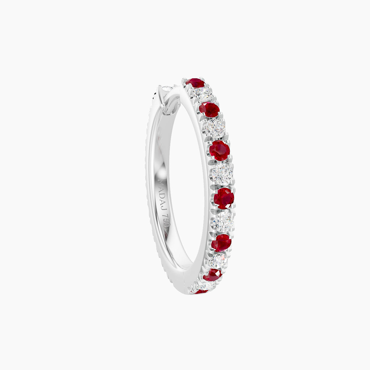 Terra | 18k White Gold 9.5 mm Ruby & Diamond Hoop Piercing