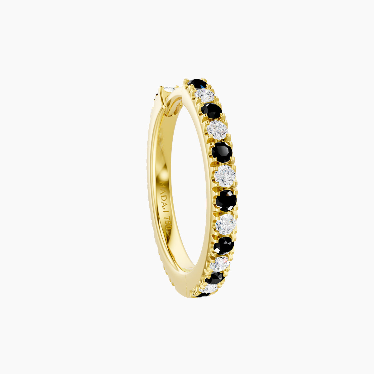 Terra | 18k Yellow Gold 9.5 mm Black Diamond & Diamond Hoop Piercing
