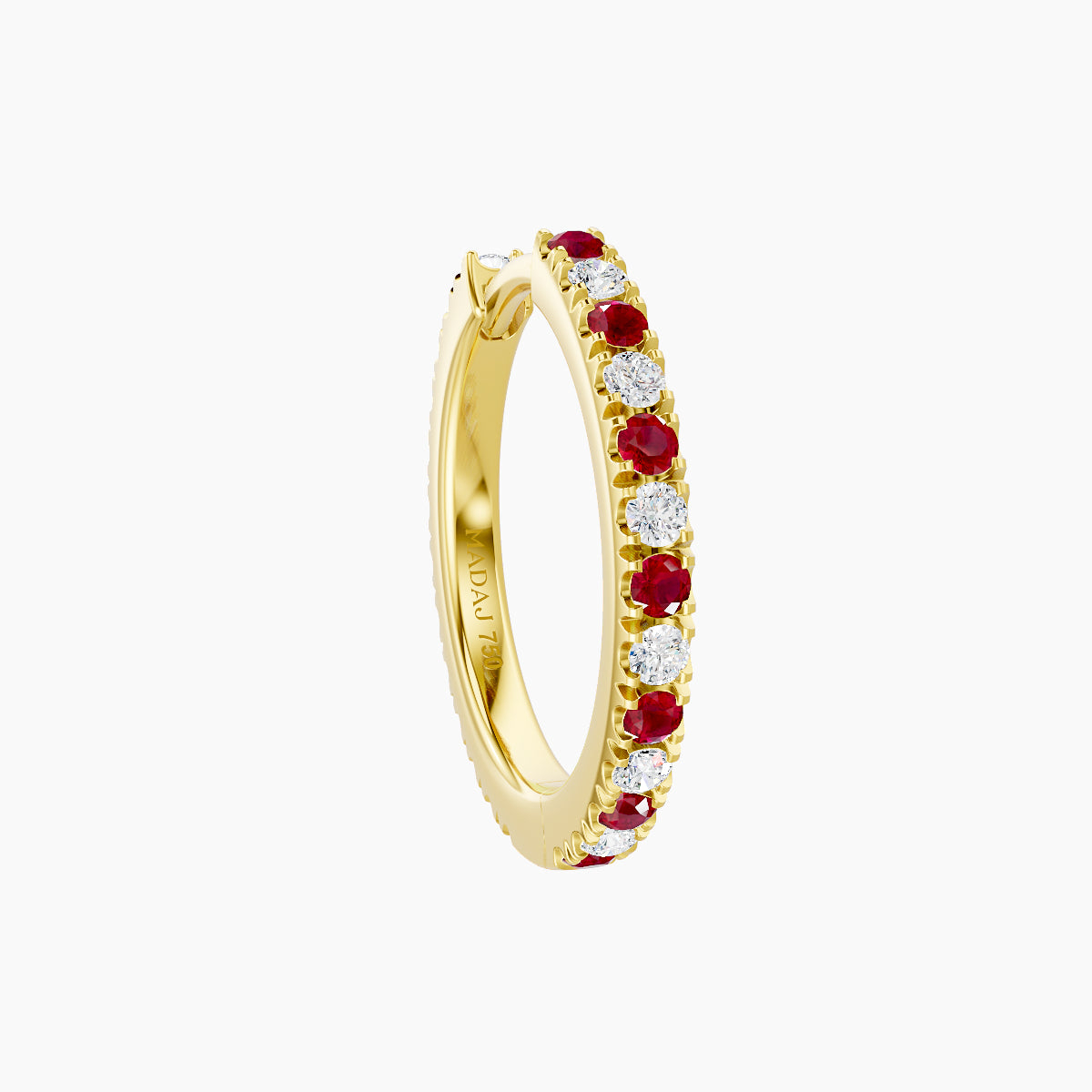 Terra | 18k Yellow Gold 9.5 mm Ruby & Diamond Hoop Piercing