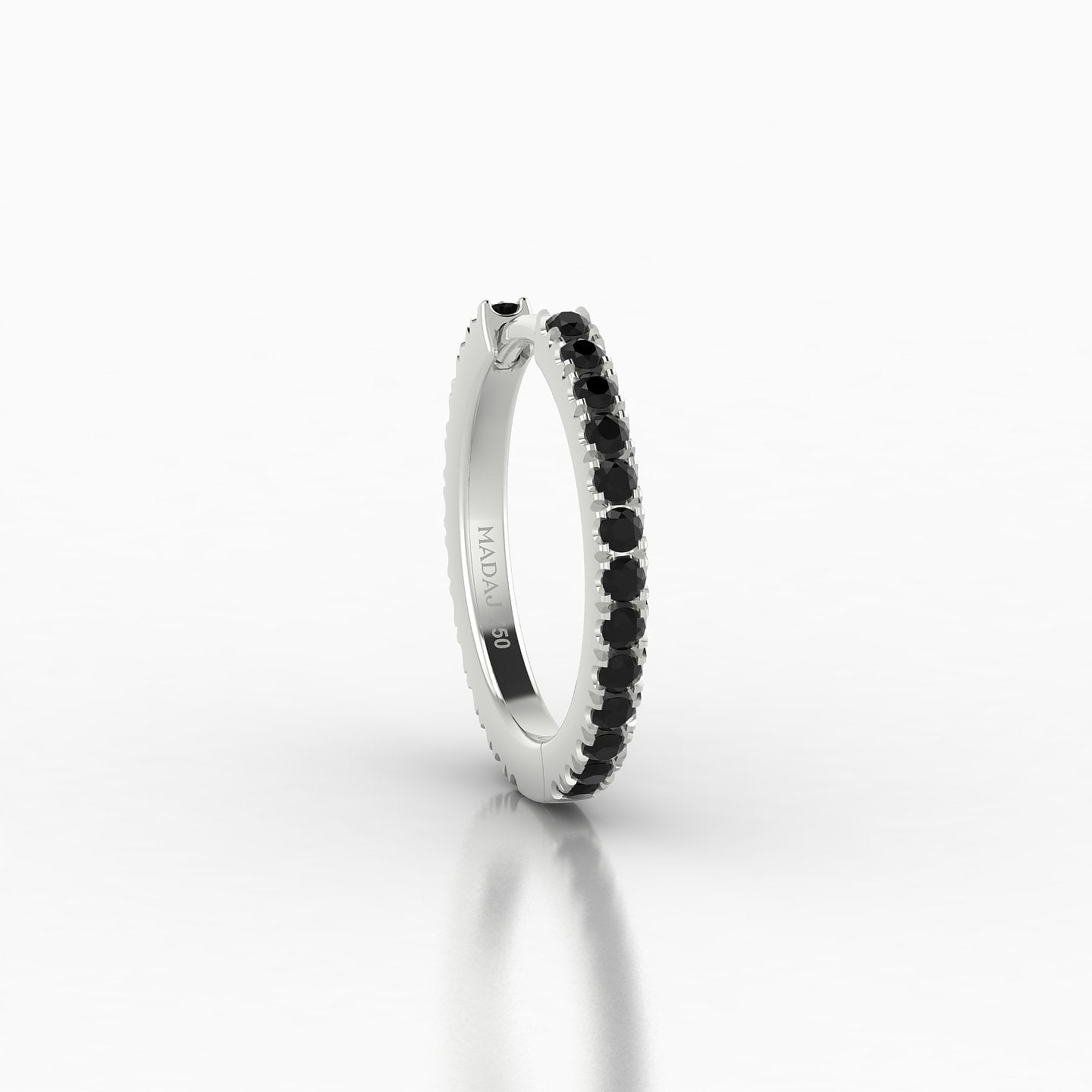 Terra | 18k White Gold 9.5 mm Black Diamond Hoop Piercing