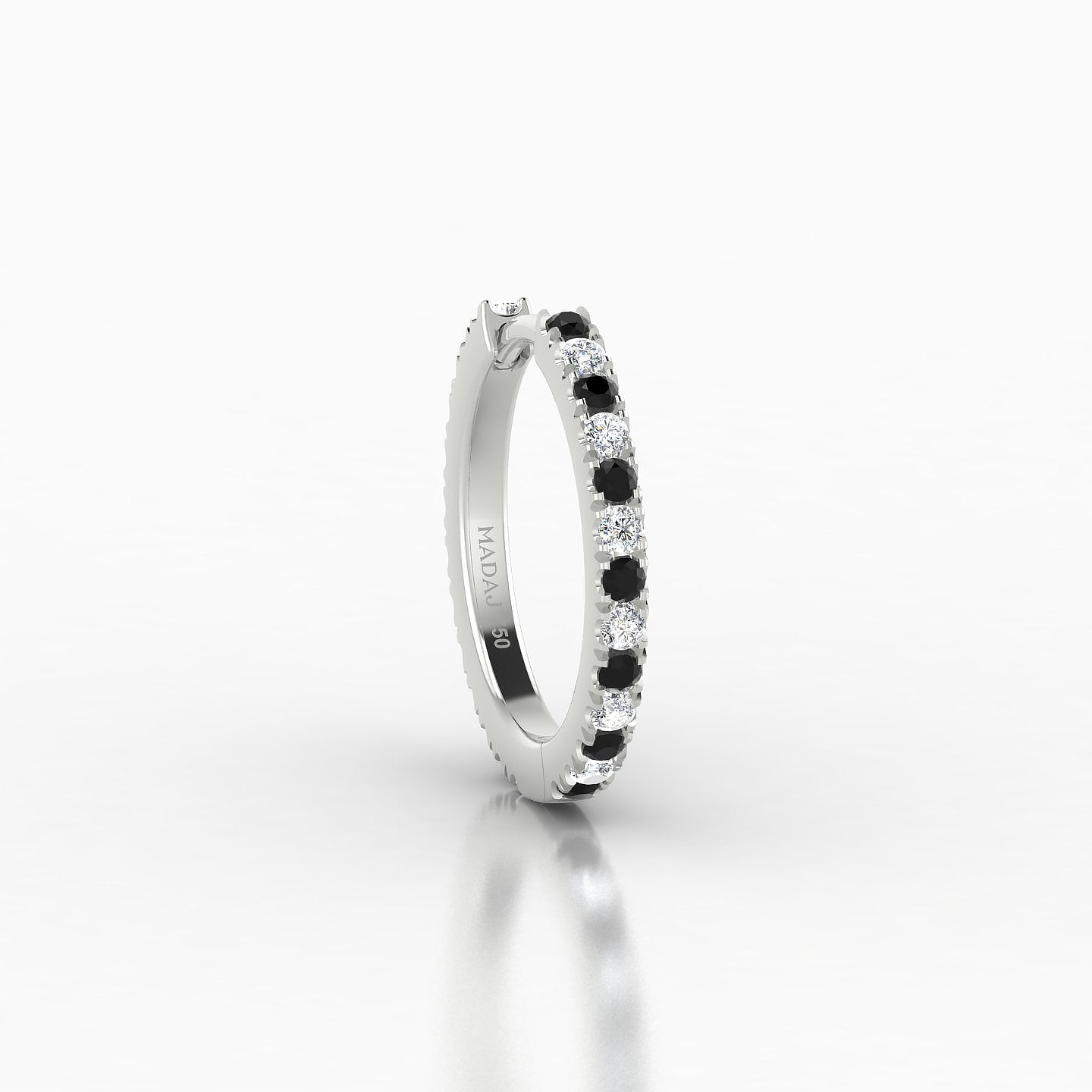 Terra | 18k White Gold 9.5 mm Black Diamond & Diamond Hoop Piercing