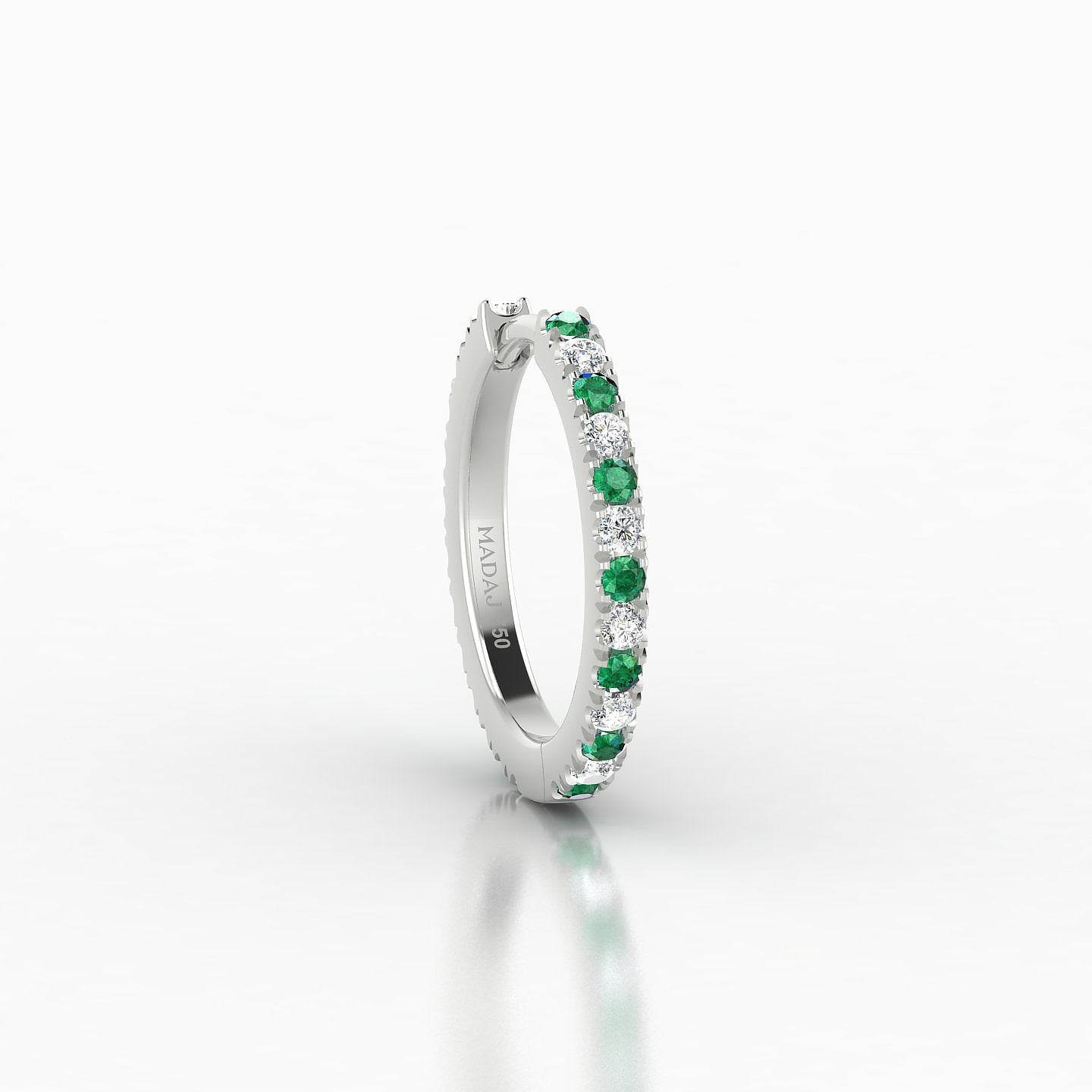 Terra | 18k White Gold 9.5 mm Emerald & Diamond Hoop Piercing