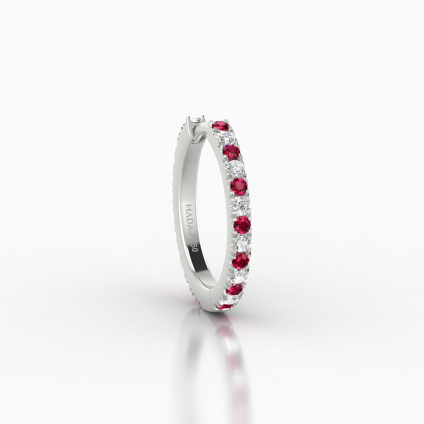 Terra | 18k White Gold 9.5 mm Ruby & Diamond Hoop Piercing