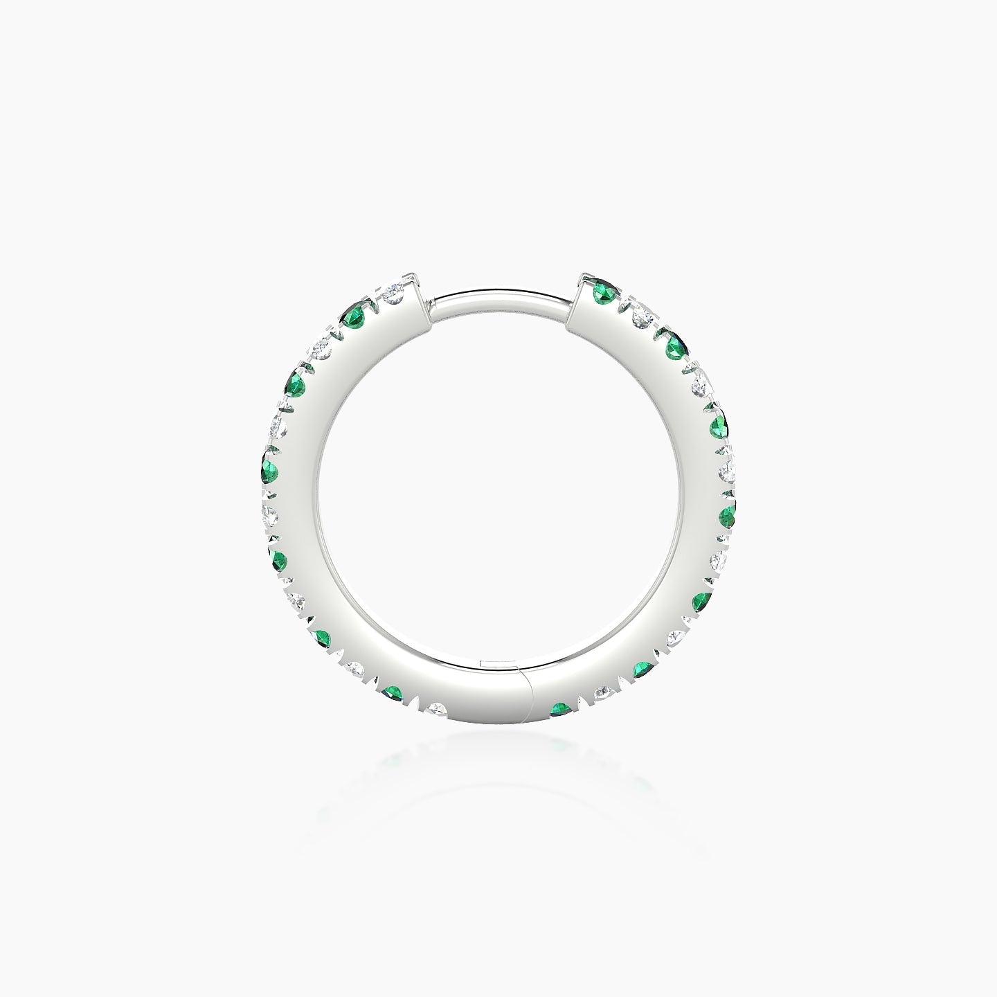 Terra | 18k White Gold 9.5 mm Emerald & Diamond Hoop Piercing