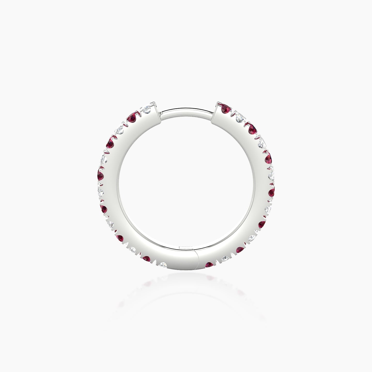 Terra | 18k White Gold 9.5 mm Ruby & Diamond Hoop Piercing