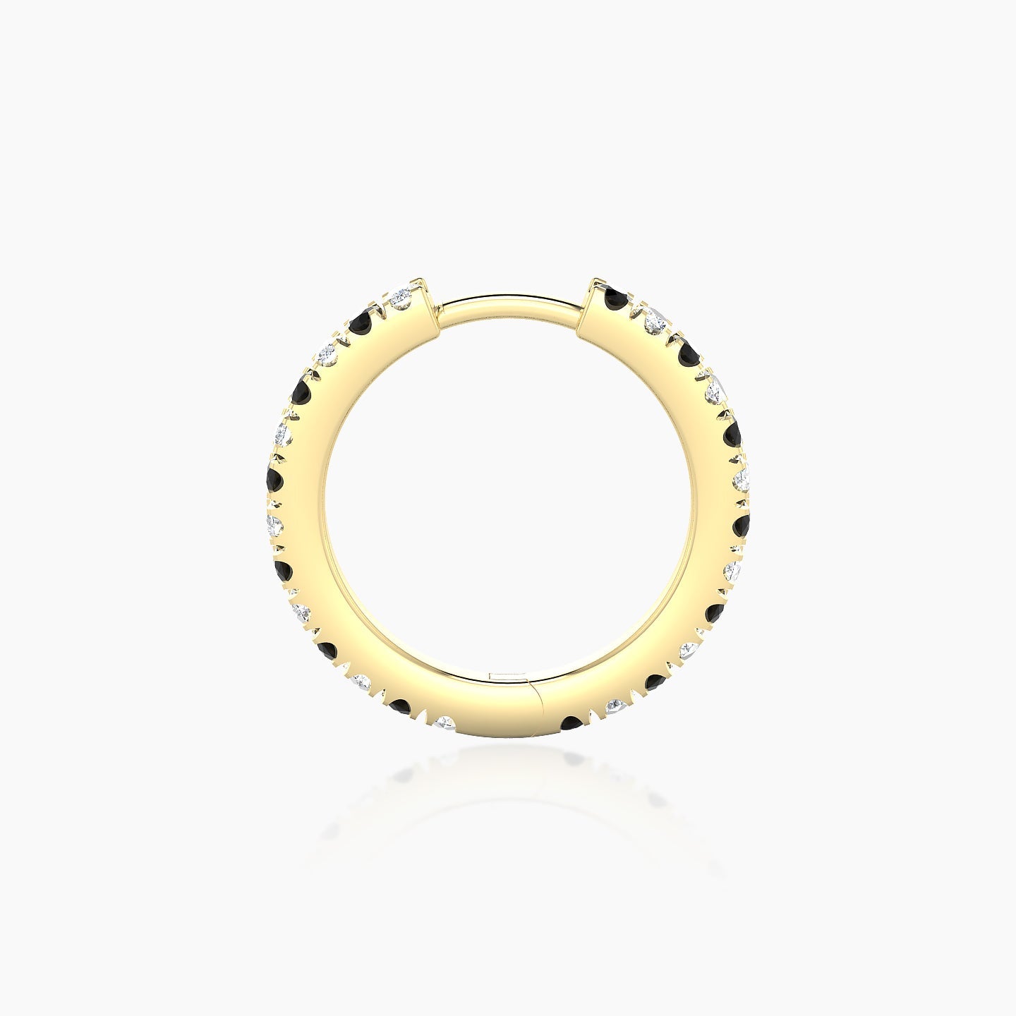 Terra | 18k Yellow Gold 9.5 mm Black Diamond & Diamond Hoop Piercing