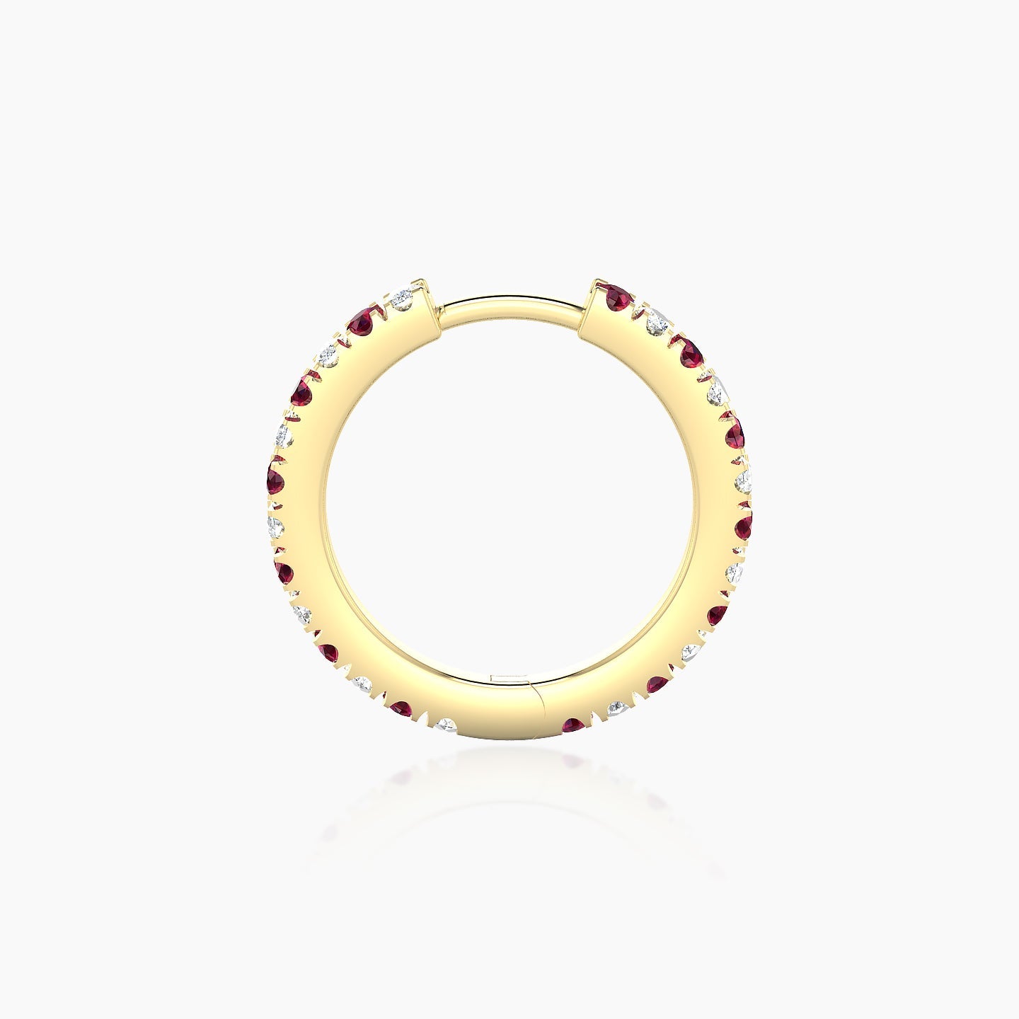 Terra | 18k Yellow Gold 9.5 mm Ruby & Diamond Hoop Piercing