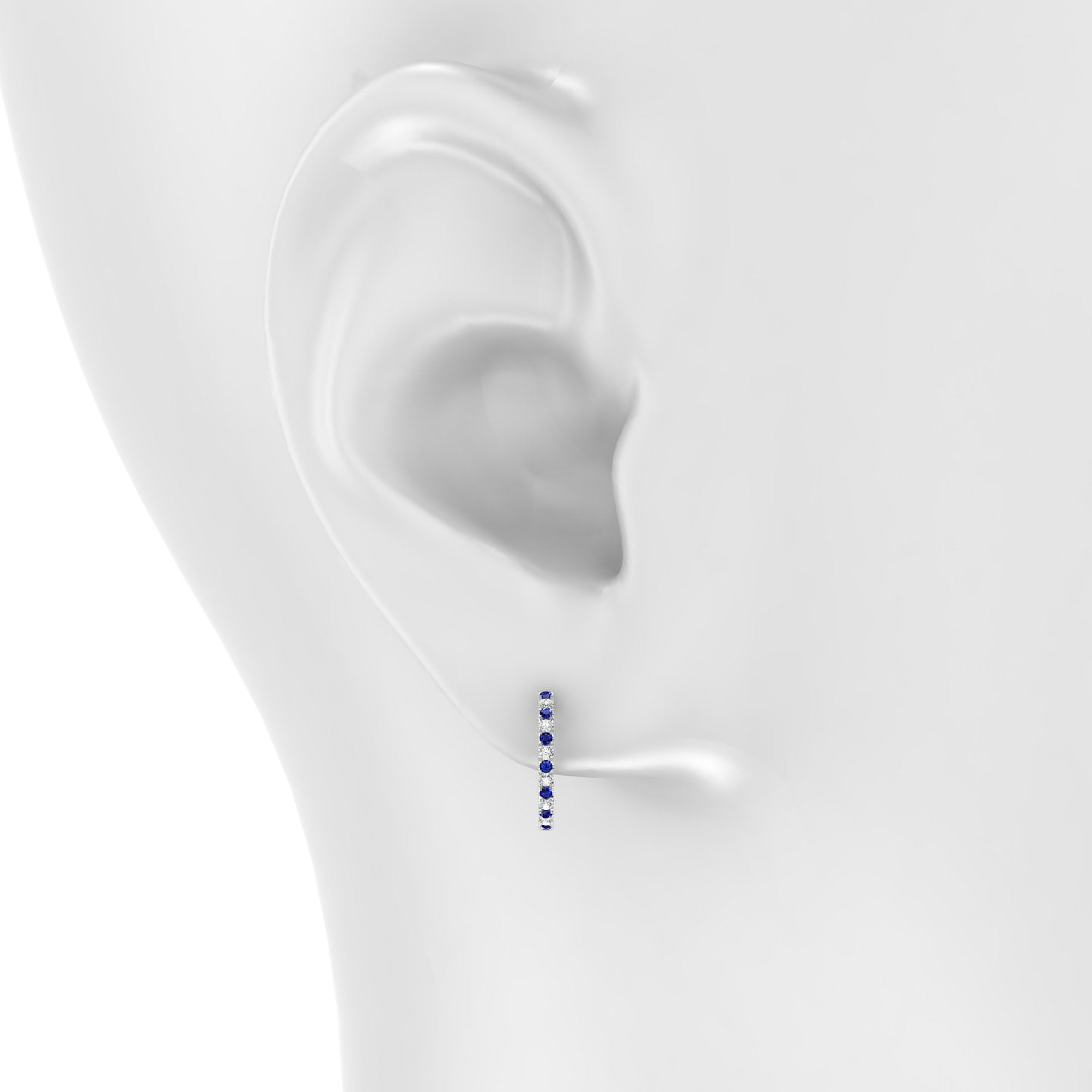 Terra | 18k White Gold 9.5 mm Sapphire & Diamond Hoop Piercing