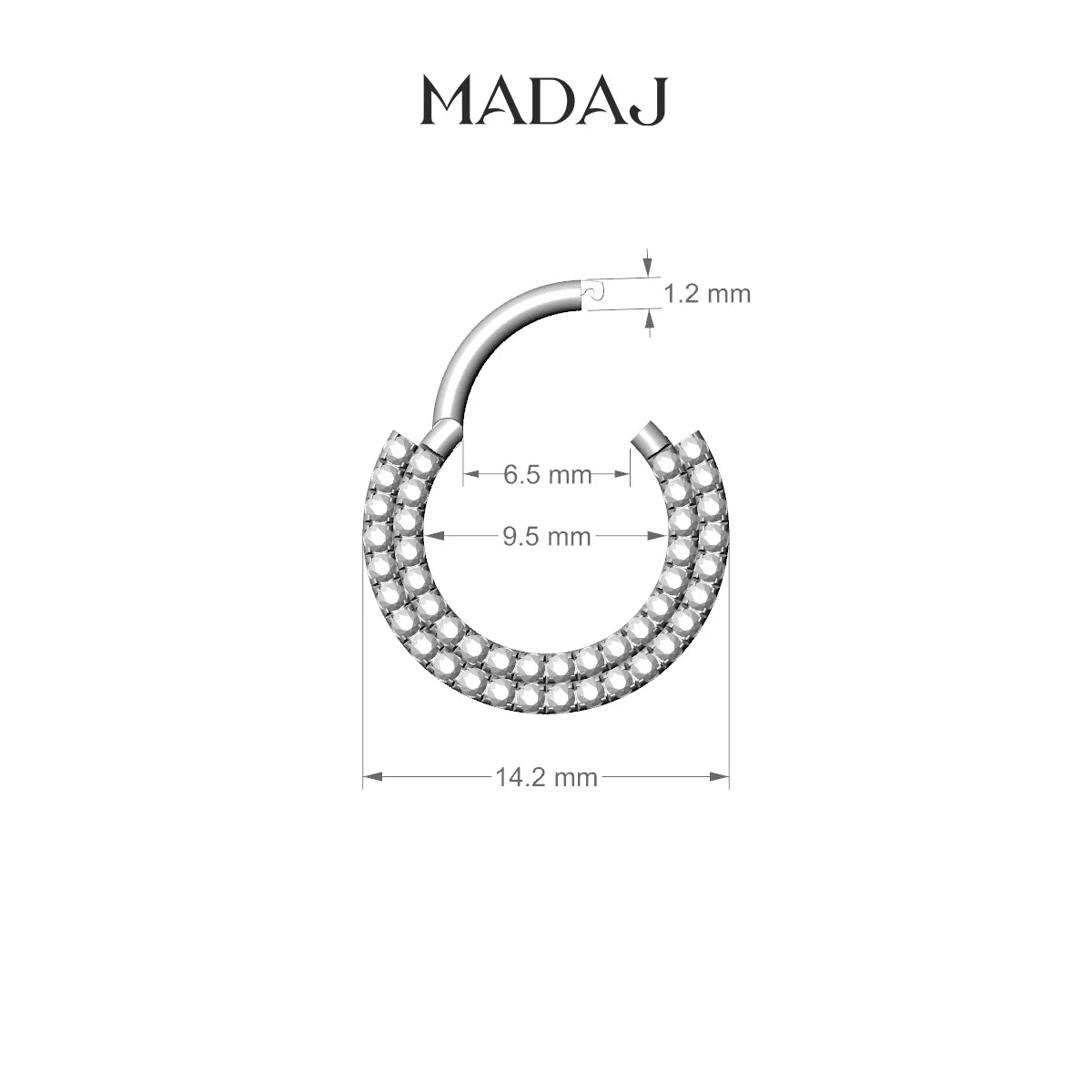 Thalia | 18k White Gold 9.5 mm Diamond Daith Piercing