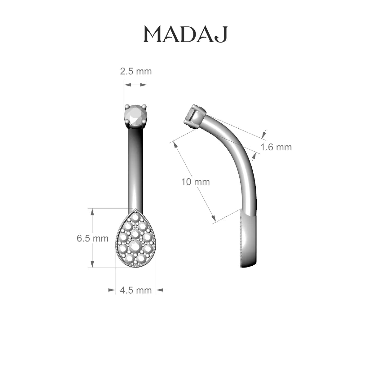 Thalie | 18k Rose Gold 6.5 mm 10 mm Diamond Belly Piercing