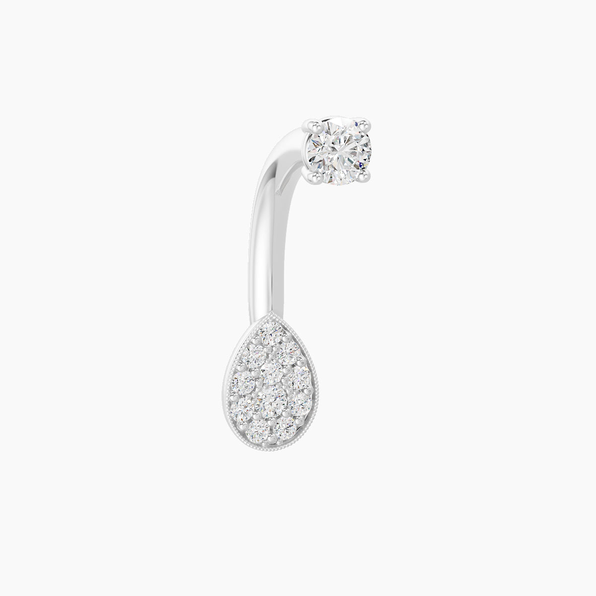 Thalie | 18k White Gold 6.5 mm 10 mm Diamond Navel Piercing