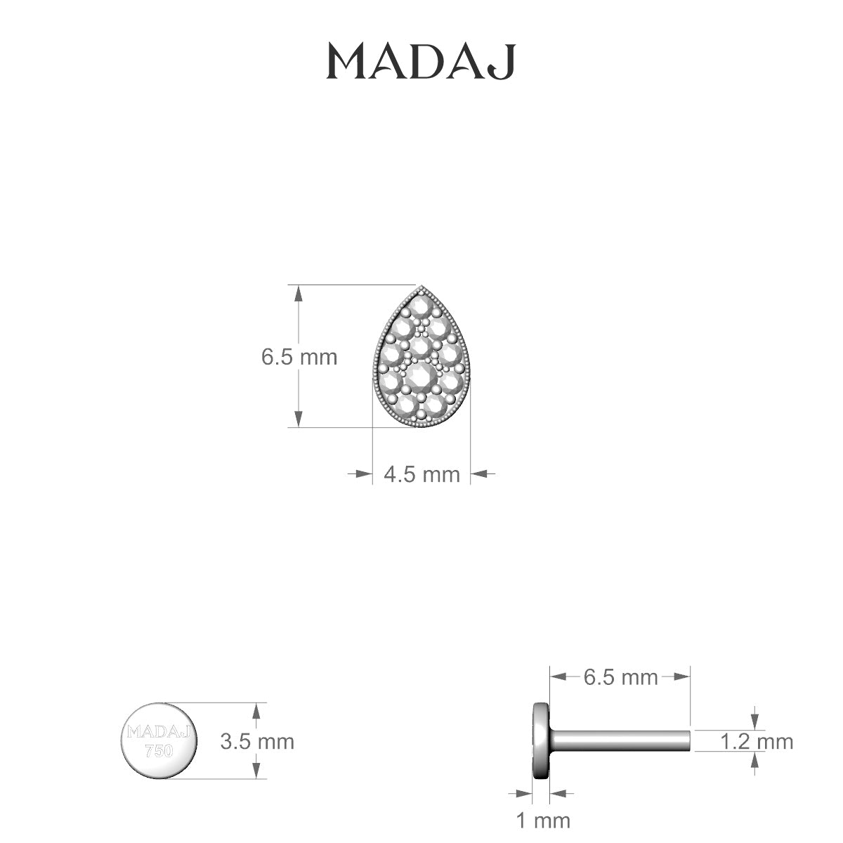 Thalie | 18k Yellow Gold 6.5 mm 6.5 mm Diamond Piercing