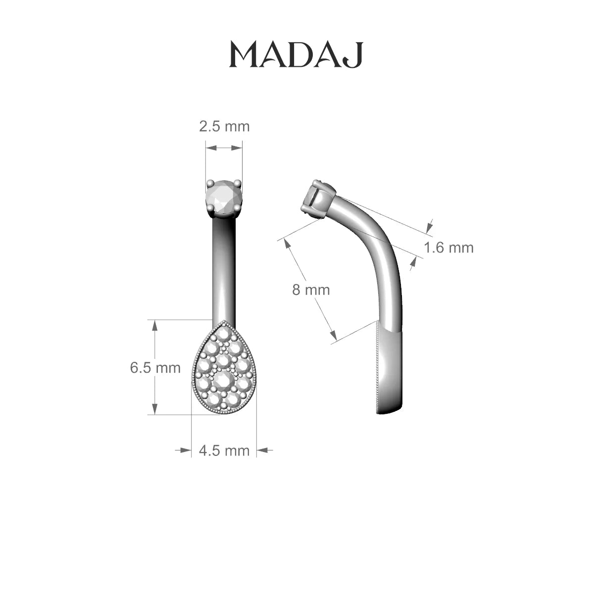 Thalie | 18k Rose Gold 6.5 mm 8 mm Diamond Belly Piercing