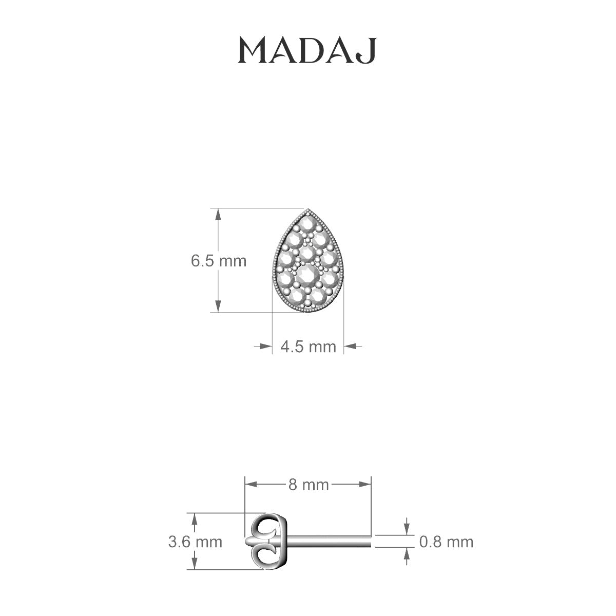 Thalie | 18k White Gold 6.5 mm Diamond Earring