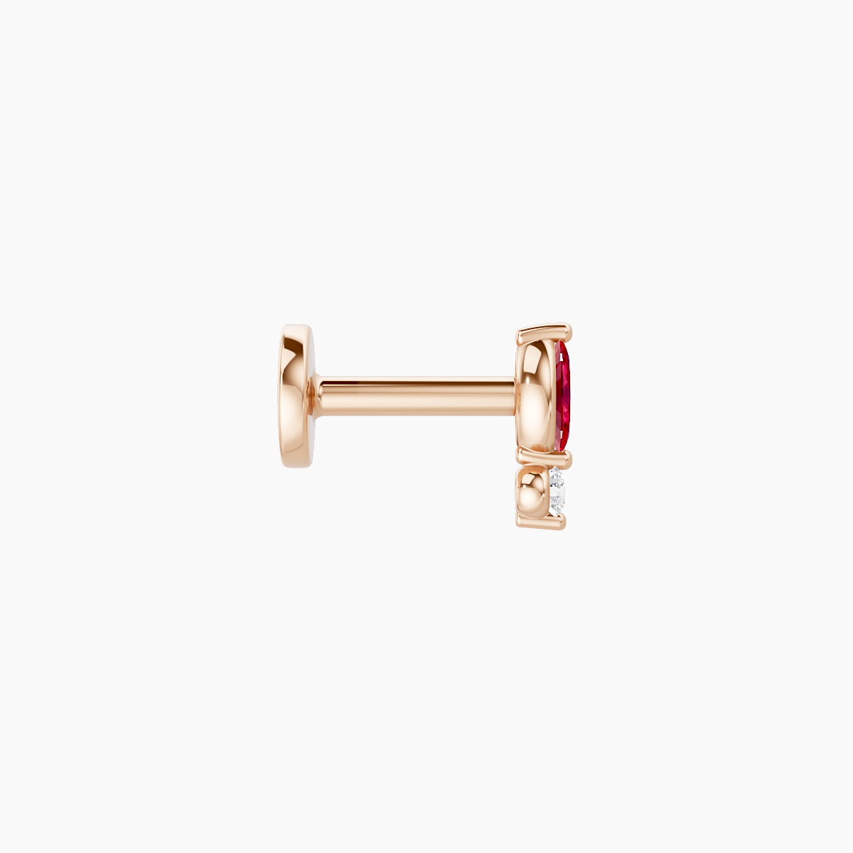 Thea | 18k Rose Gold 5 mm 5.5 mm Ruby & Diamond Nose Piercing