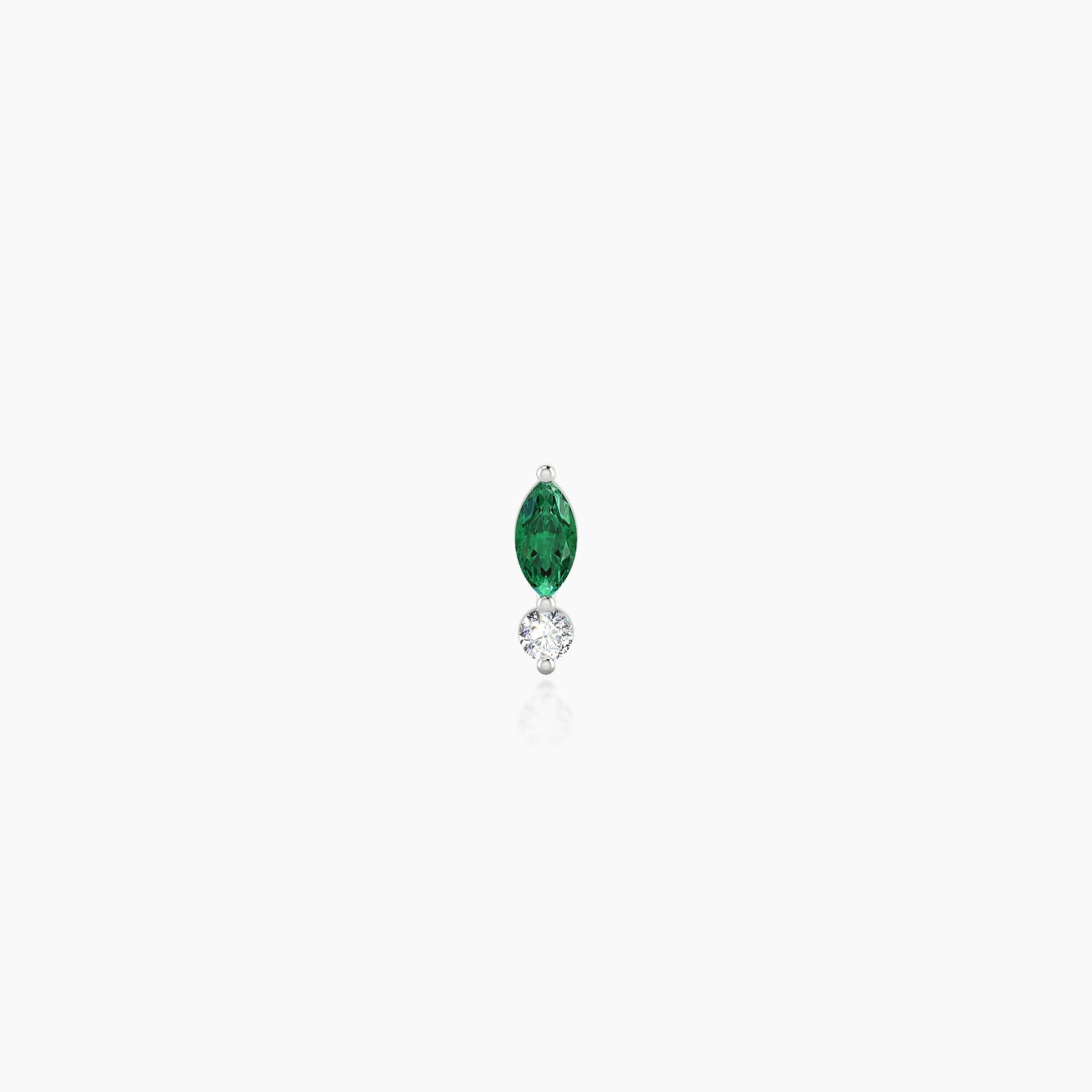 Thea | 18k White Gold 5 mm 5.5 mm Emerald & Diamond Nostril Piercing