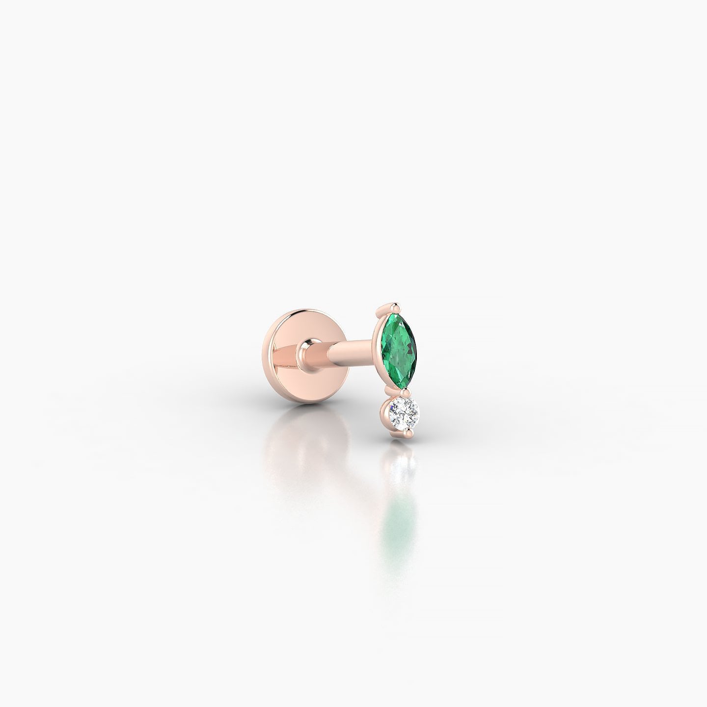 Thea | 18k Rose Gold 5 mm 5.5 mm Emerald & Diamond Nostril Piercing