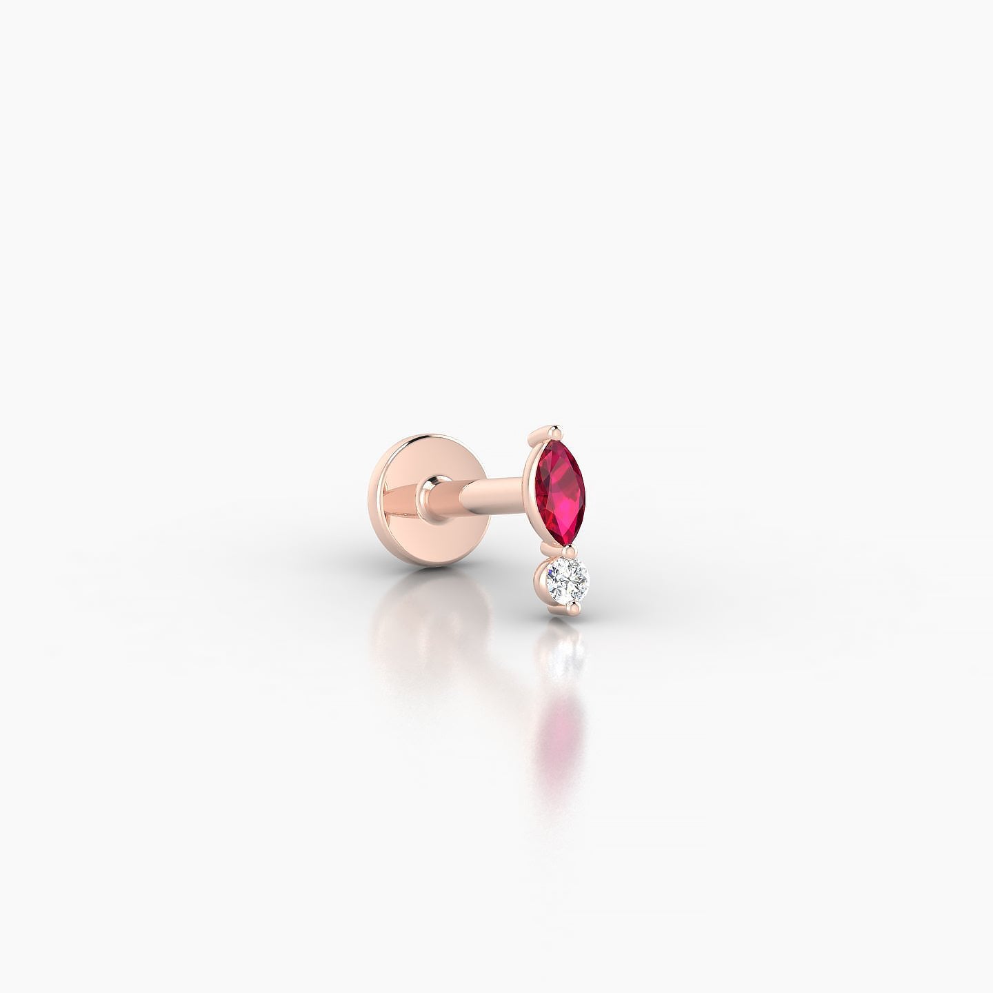 Thea | 18k Rose Gold 5 mm 5.5 mm Ruby & Diamond Nostril Piercing