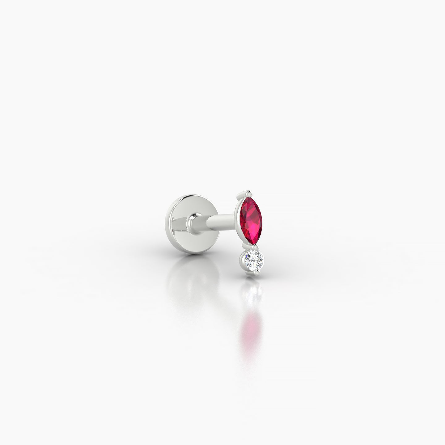 Thea | 18k White Gold 5 mm 5.5 mm Ruby & Diamond Nostril Piercing