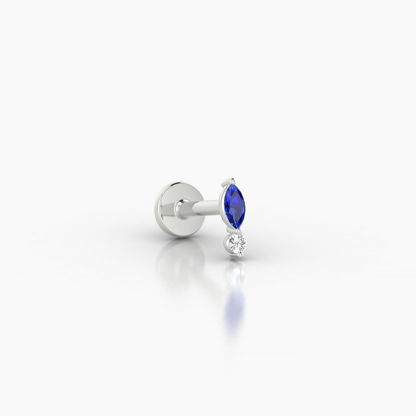 Thea | 18k White Gold 5 mm 5.5 mm Sapphire & Diamond Nostril Piercing