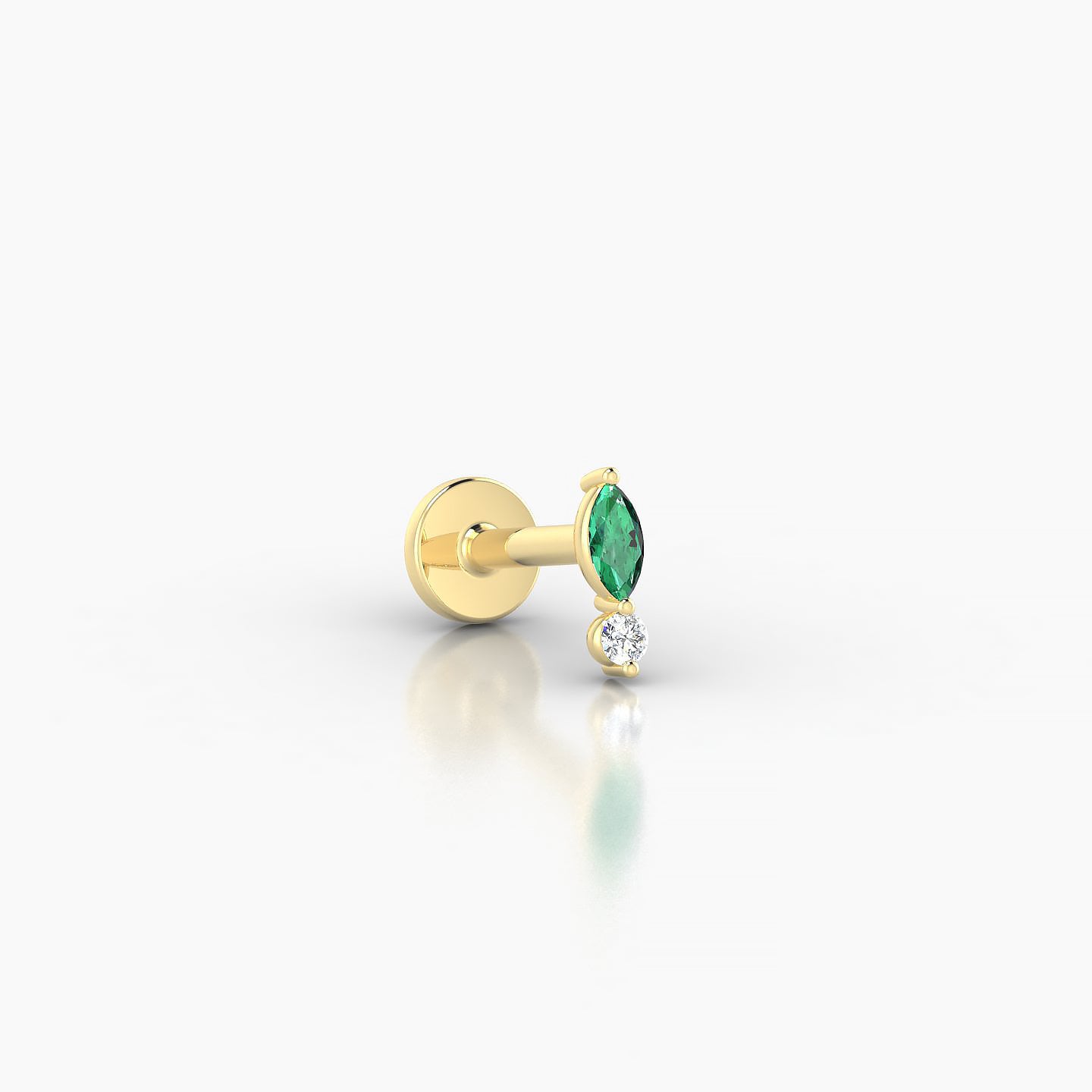 Thea | 18k Yellow Gold 5 mm 5.5 mm Emerald & Diamond Nostril Piercing