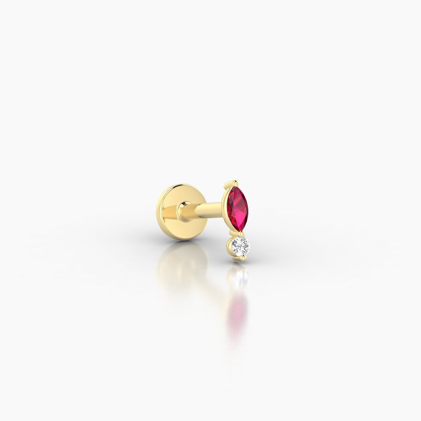 Thea | 18k Yellow Gold 5 mm 5.5 mm Ruby & Diamond Nostril Piercing