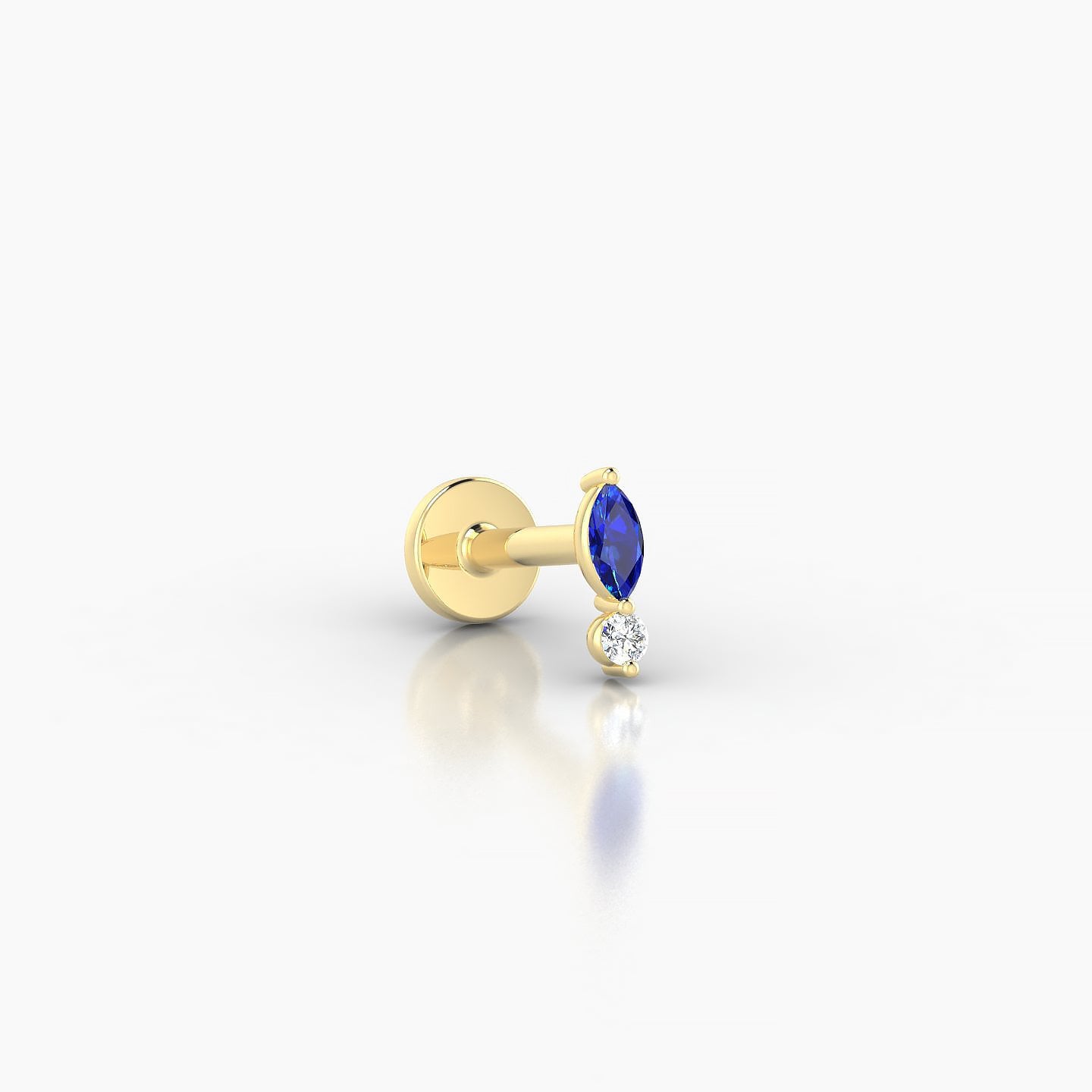 Thea | 18k Yellow Gold 5 mm 5.5 mm Sapphire & Diamond Nostril Piercing